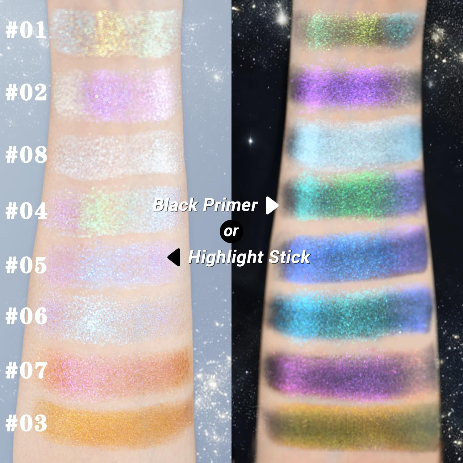 Jur Mornier Multichrome Eyeshadow Stick,8 Colors Contour Highlighter Stick Makeup Collection,3 In 1 Eye Blush Ande Lip Highlighter Makeup For Face And Body 03