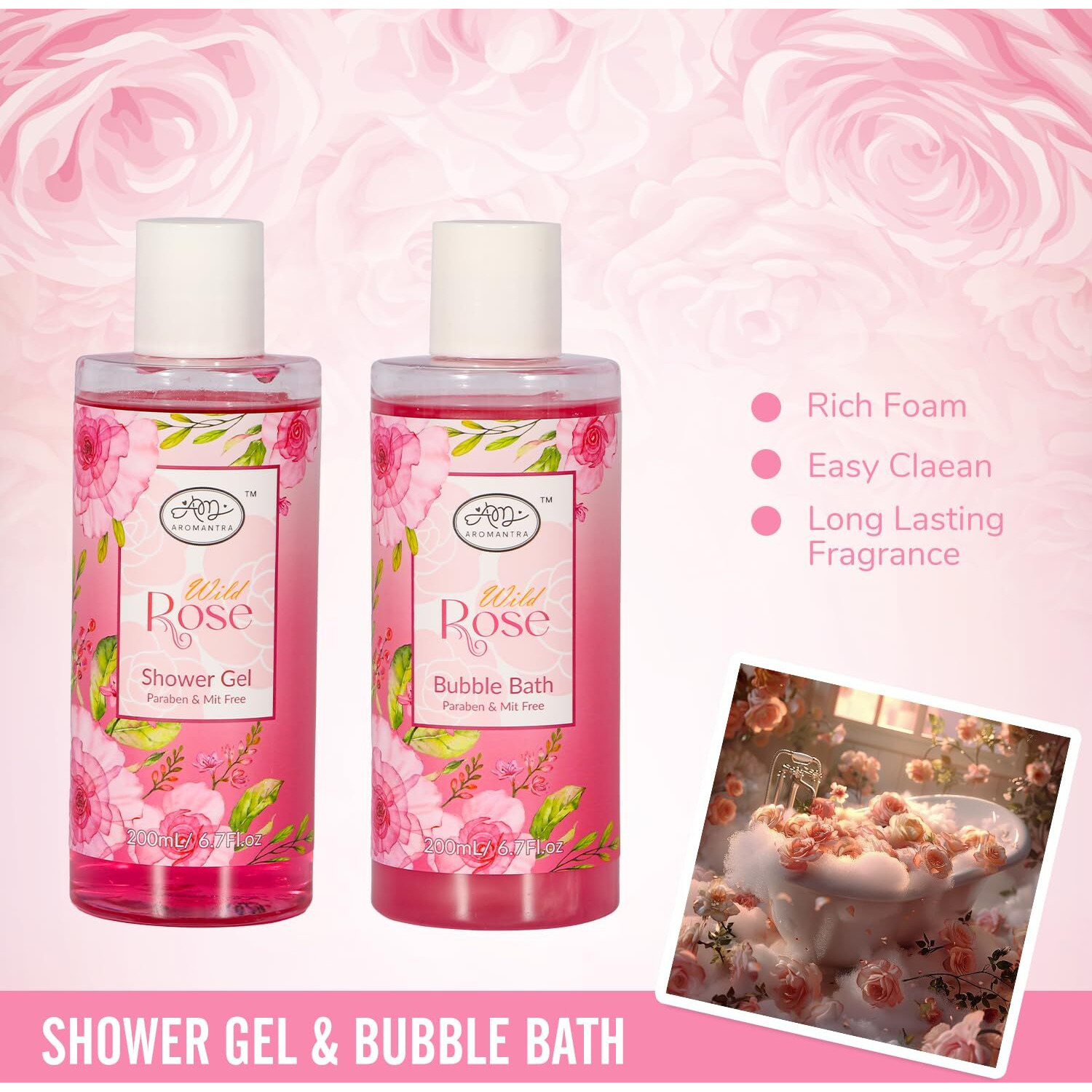 Am Aromantra Luxury Spa Gift Set For Women, Whole Body, Bath Set, Bath Gift Set, Rose Scented, 10 Pcs, Self Care, Best Friend, Mom, Sister, Valentine's Day Gift