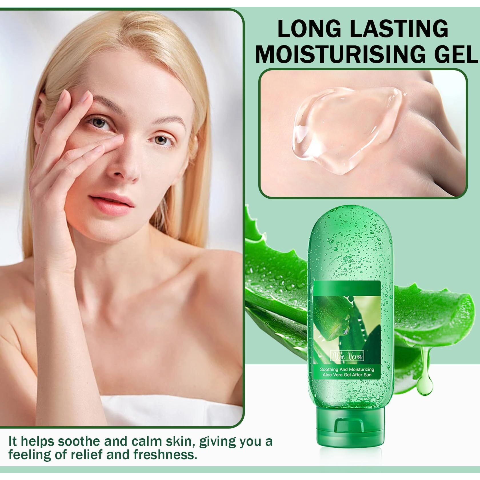 Moisturizing Gel For Face & Body,Non-Sticky Gel After Sun Aloe Lotion Skin Care,Fast Absorbing Long Lasting Refreshing Hydrating Face Moisturizer For All Skin Types 04
