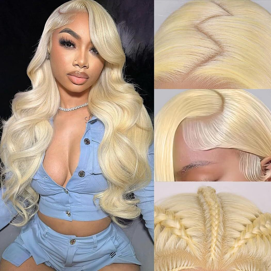Maruol 613 13X6 Lace Front Wig Human Hair Blonde Wig Human Hair Body Wave Hd Transparent Lace Frontal Wigs Human Hair Pre Plucked For Black Women 180% Density Wigs 24 Inch