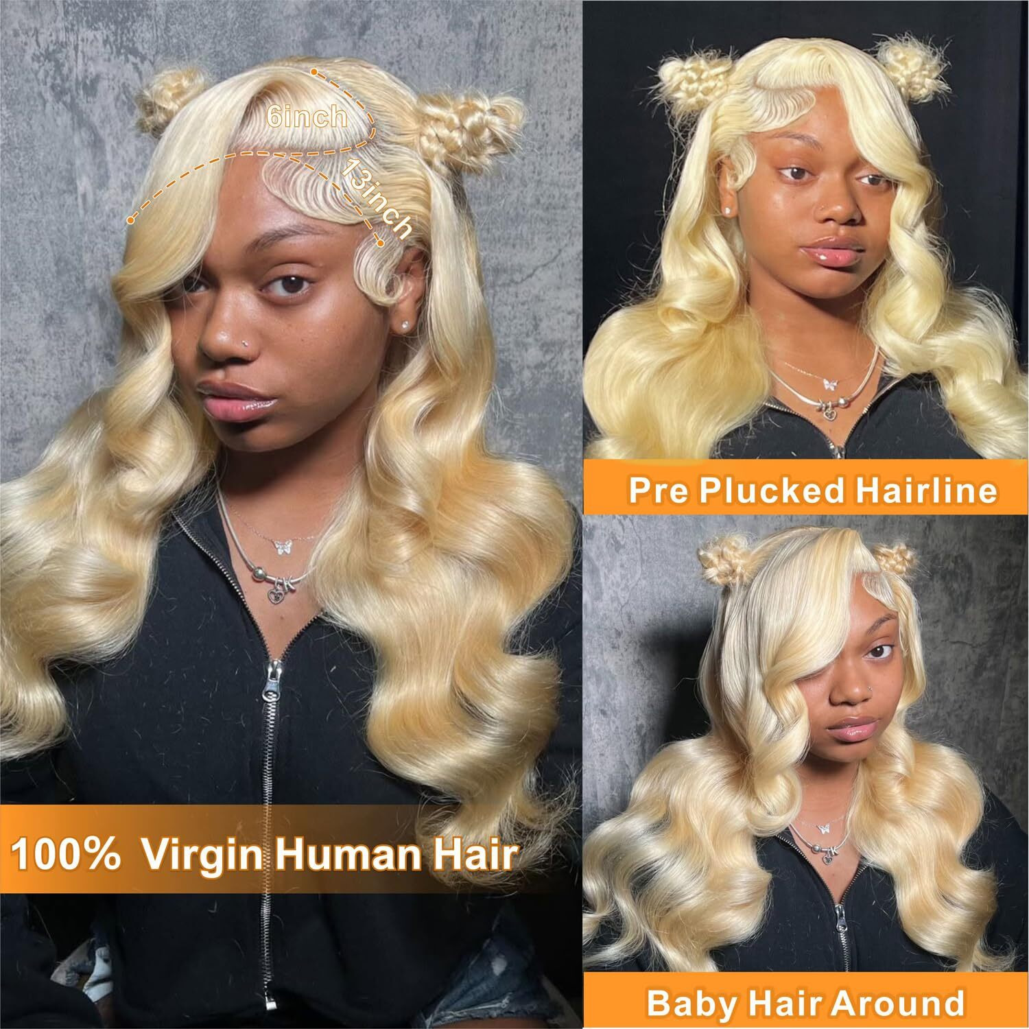 Maruol 613 13X6 Lace Front Wig Human Hair Blonde Wig Human Hair Body Wave Hd Transparent Lace Frontal Wigs Human Hair Pre Plucked For Black Women 180% Density Wigs 24 Inch