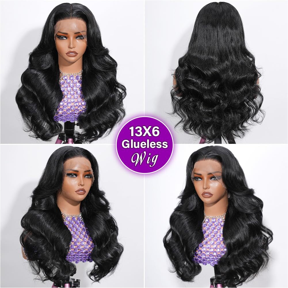Ailwelia 13X6 Body Wave Lace Front Wigs Human Hair 200 Density Hd Transparent Lace Front Glueless Plucked Frontal Wigs 13X6 For Black Women With Baby Hair Natural Color 30 Inch