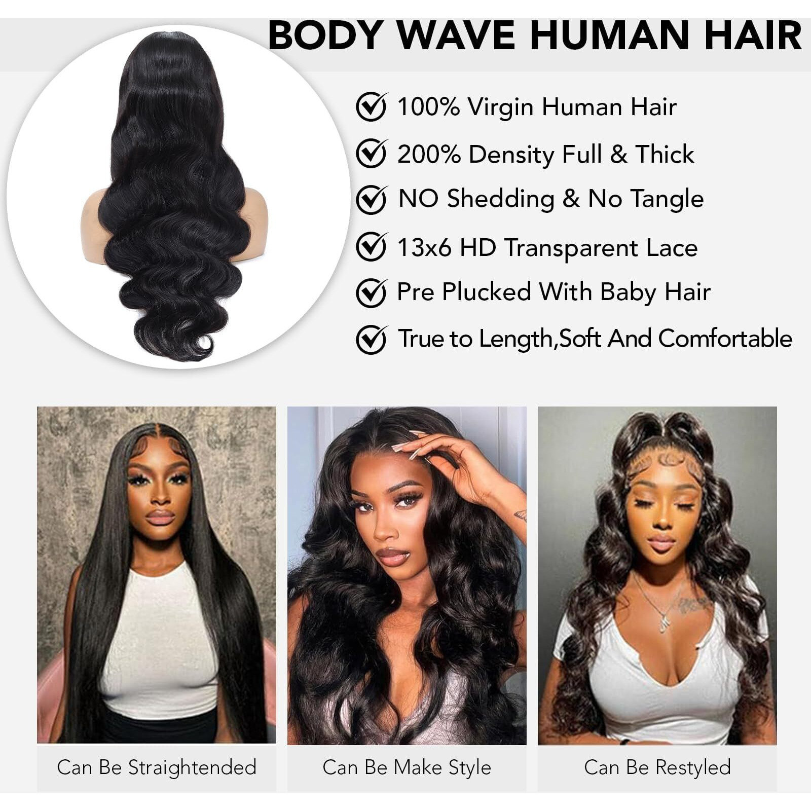 Pevrvfe Body Wave Lace Front Wigs Human Hair 20 Inch 13X6 Lace Front Wigs Human Hair For Beginners 200 Density Hd Lace Frontal Wigs Human Hair Natural Color Glueless Wigs For Black Women
