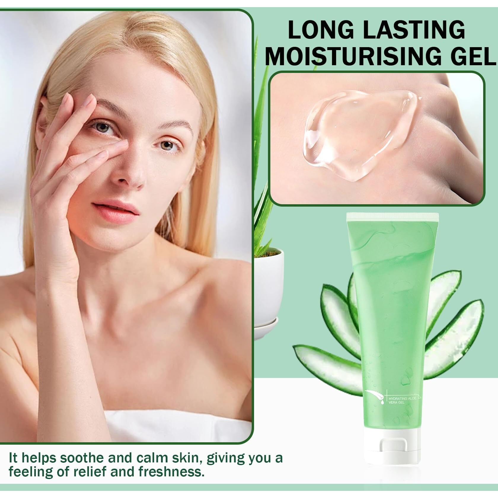 Moisturizing Gel For Face & Body,Non-Sticky Gel After Sun Aloe Lotion Skin Care,Fast Absorbing Long Lasting Refreshing Hydrating Face Moisturizer For All Skin Types 05