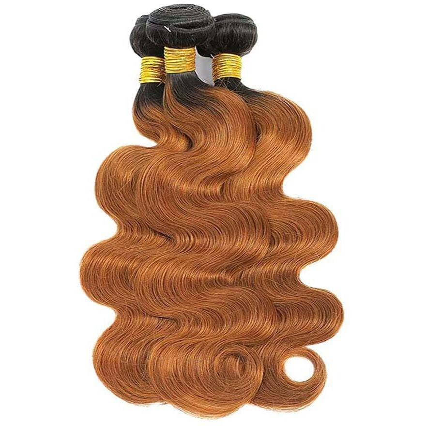 Niciitysi 24 26 28 Inch Light Brown Bundles Human Hair Color 1B30 Body Wave Bundles Ombre Two Tone Black And Brown Bundles Double Weft Brazilian Hair Extensions Soft And Silky