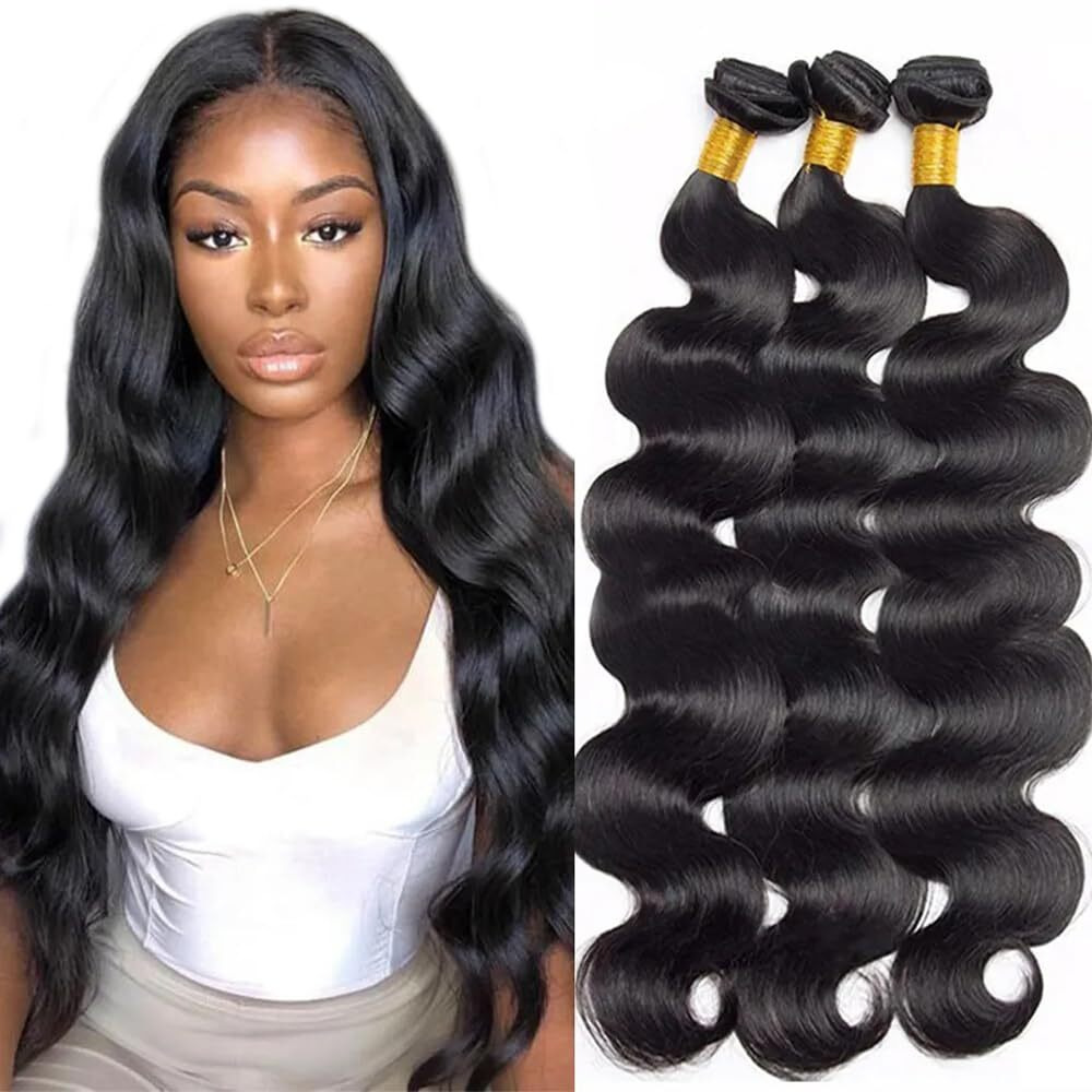 Body Wave Human Hair Bundles Wet And Wavy 18 20 22 Inch Unprocessed Brazilian Virgin Remy Hair Extensions Natural Black Color Body Wave Bundle