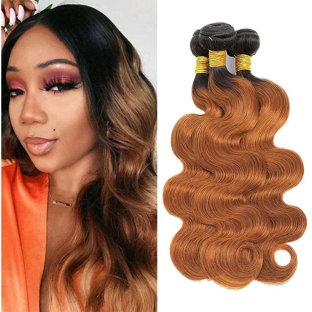 20 22 24 Inch Human Hair Ombre Brown Human Hair Bundles Brown Body Wave Bundles 1B30 Ombre Bundles Wet And Wavy Bundles Black To Brown Brazilian Unprocessed Virgin Human Hair Bundle