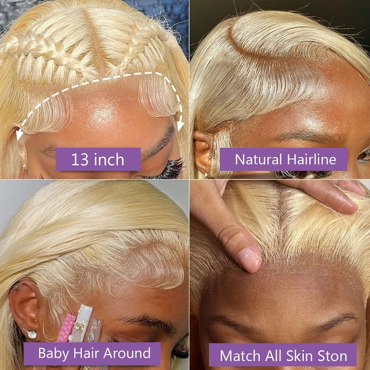 Fayniss 32 Inch Blonde Wig Human Hair 13X6 613 Lace Front Wig Human Hair 180% Density Hd Swiss Body Wave Lace Front Glueless Wigs Human Hair Pre Plucked With Baby Hair(32 Inch, 613 Blonde Wig)