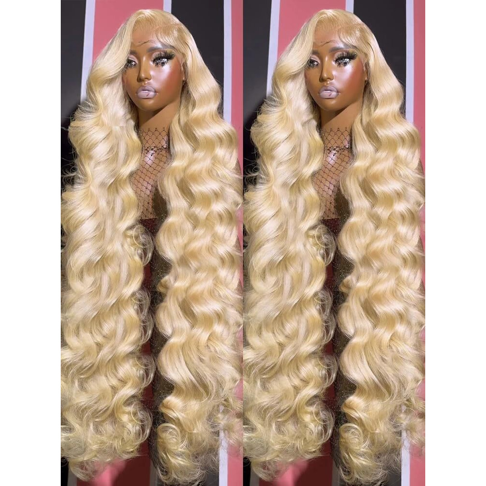Fayniss 32 Inch Blonde Wig Human Hair 13X6 613 Lace Front Wig Human Hair 180% Density Hd Swiss Body Wave Lace Front Glueless Wigs Human Hair Pre Plucked With Baby Hair(32 Inch, 613 Blonde Wig)