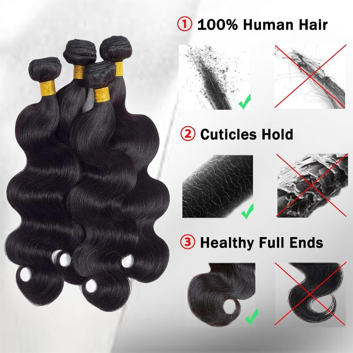 Zggtl Body Wave Bundles Human Hair 16 18 20 22Inch 100% Human Hair Quick Weave Bundles For Women Natural Black