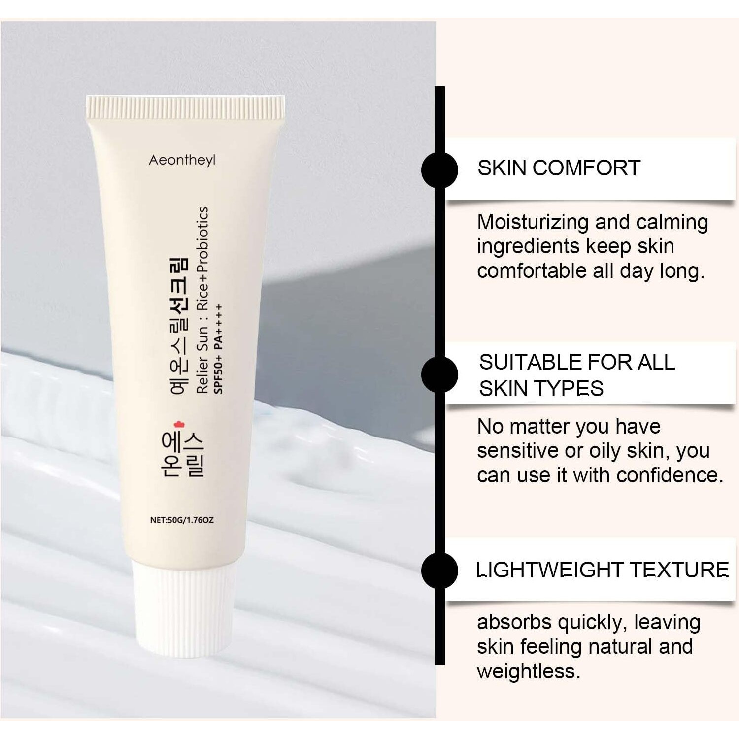 Sun Organic Sunscreen Spf50+, Sunblock Pa++++ Rice And Probiotics,Nourishing Skin Protection,Sun Moisturizing,Koreansunscreen Skin Care Solution For All Skin Types