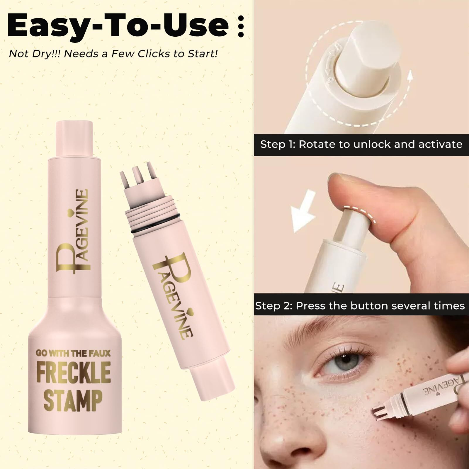 Freckle Stamp Pen,Freckle Stain Air Cushion Foundation Maker For Fake Freckles Makeup,Long-Lasting Freckle Pen To Create Faux Natural Sun-Kissed Look,Liquid Freckle Makeup Tool-02 Medium