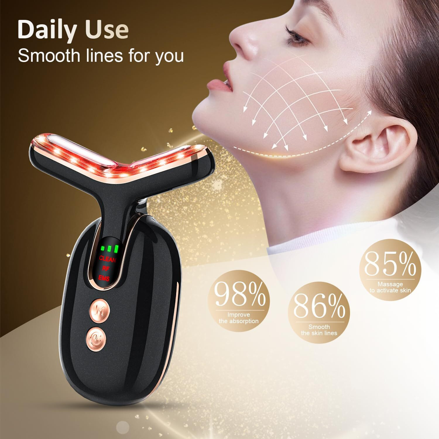 Facial Massager Red-Light-Therapy-For-Face, Neck Skin- Face Wand Tool, Tens L E D Facial Beauty Device Portable At-Home Face Tool For Skin Care