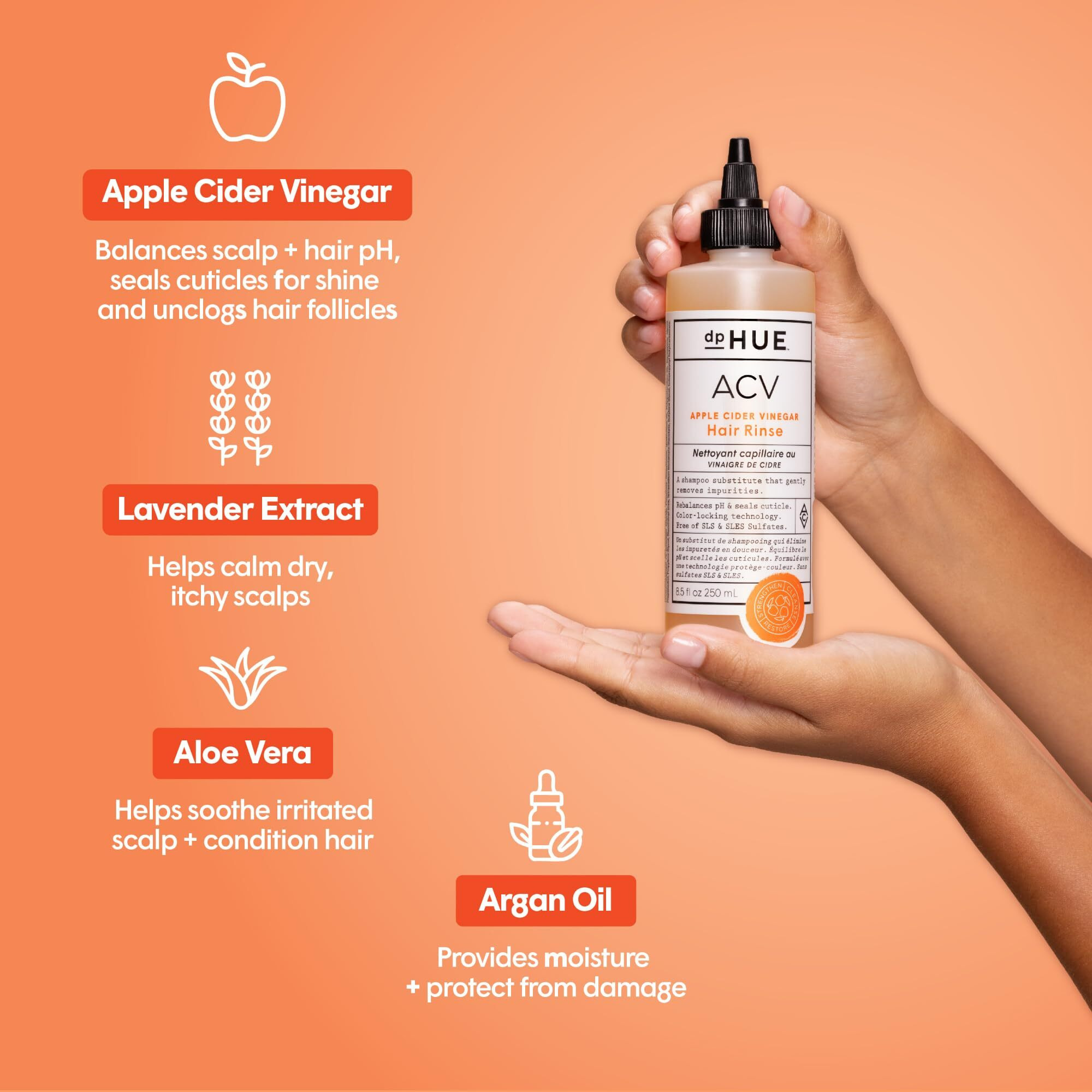 Dphue Apple Cider Vinegar Hair Rinse - 8.5 Oz, Pack Of 2 - Shampoo Alternative, Scalp Cleanser & Post Workout Rinse - Removes Buildup & Sweat - Protects Natural Hair Oils