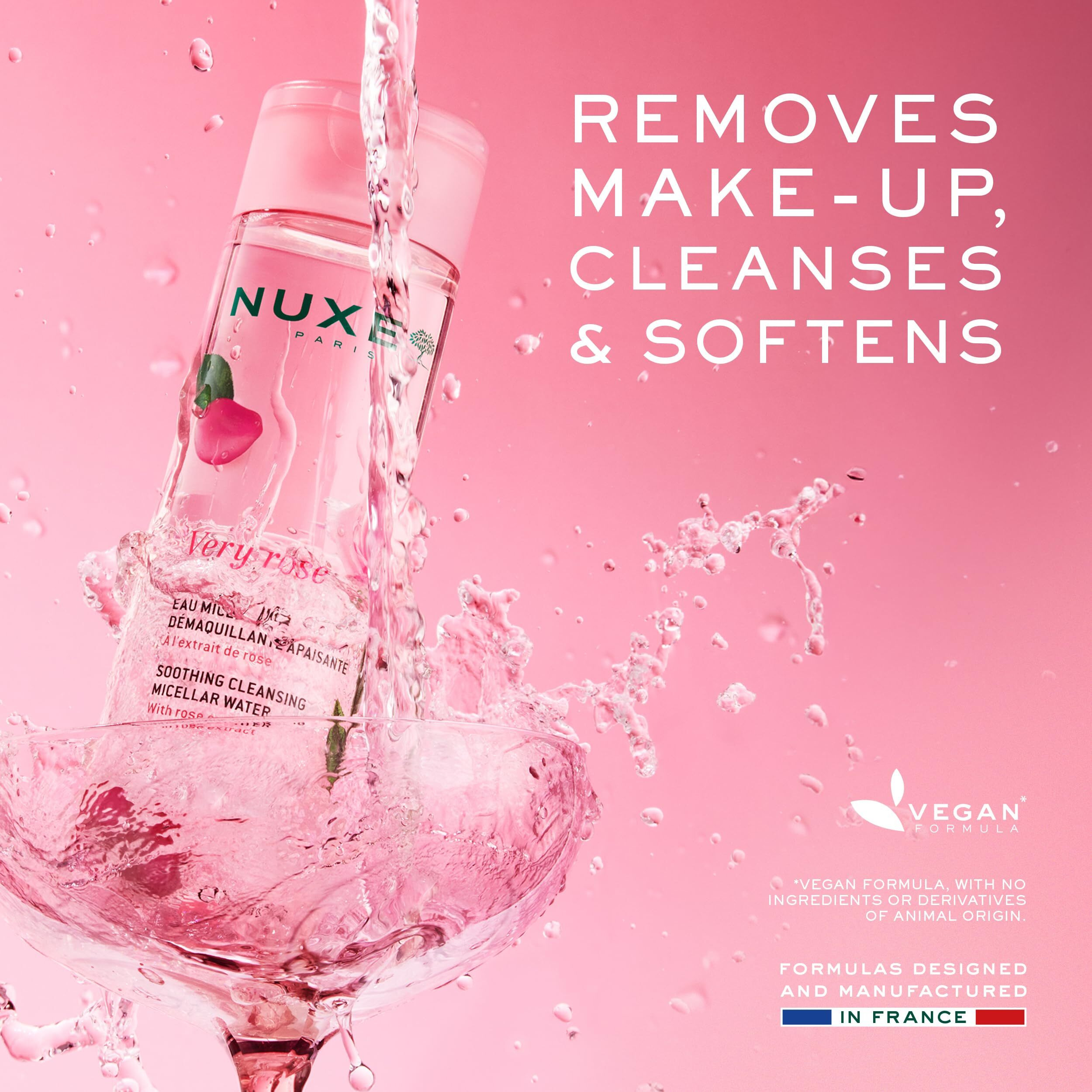 Nuxe Very Rose 3-In-1 Micellar Water, Soothing Facial Cleanser And Makeup Remover, With Rose Extract For Face & Eyes, 6.7 Fl.Oz