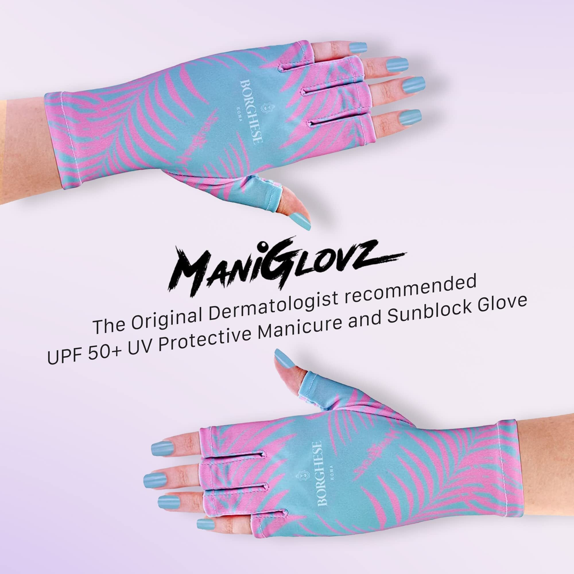 Maniglovz - The Original Upf 50+ Uv Light Protective Nail Gloves | Gel Manicure Gloves And Anti Uv Fingerless Gloves For Women | Can Be Used As Sun Protection Gloves For Driving | Smooches Print