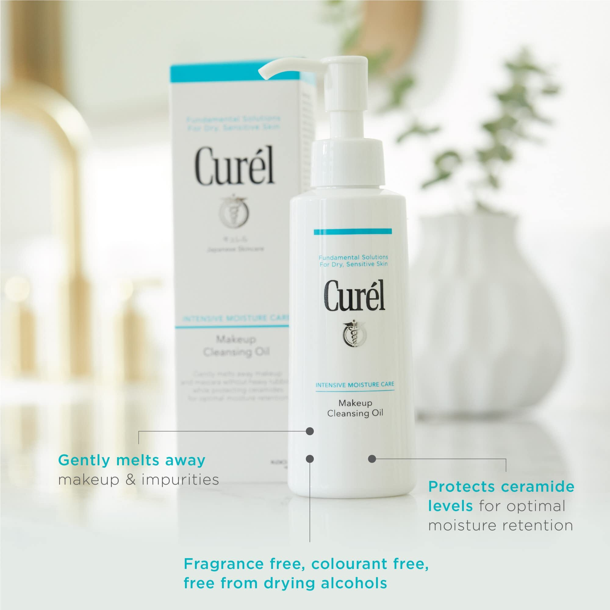 Curel Japanese Skin Care Makeup Cleansing Oil For Face, Oil-Based Makeup Remover For Dry, Sensitive Skin, Fragrance Free Facial Cleansing Oil, 5 Oz