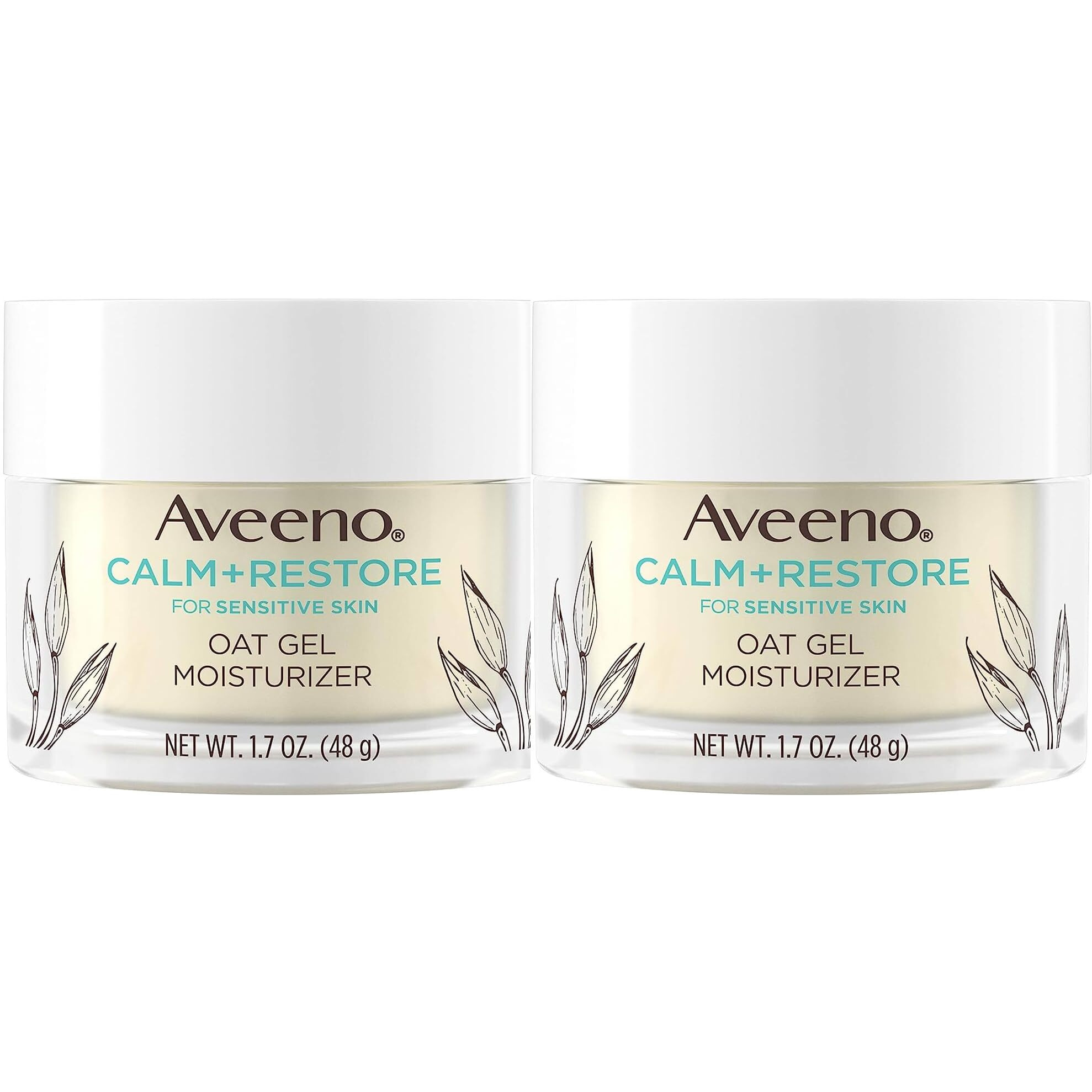 Aveeno Calm + Restore Triple Oat Hydrating Face Serum For Sensitive Skin Gentle And Lightweight Facial Serum To Smooth And Fortify Skin Hypoallergenic, Fragrance & Paraben-Free,1.7 Fl. Oz (Pack Of 2)