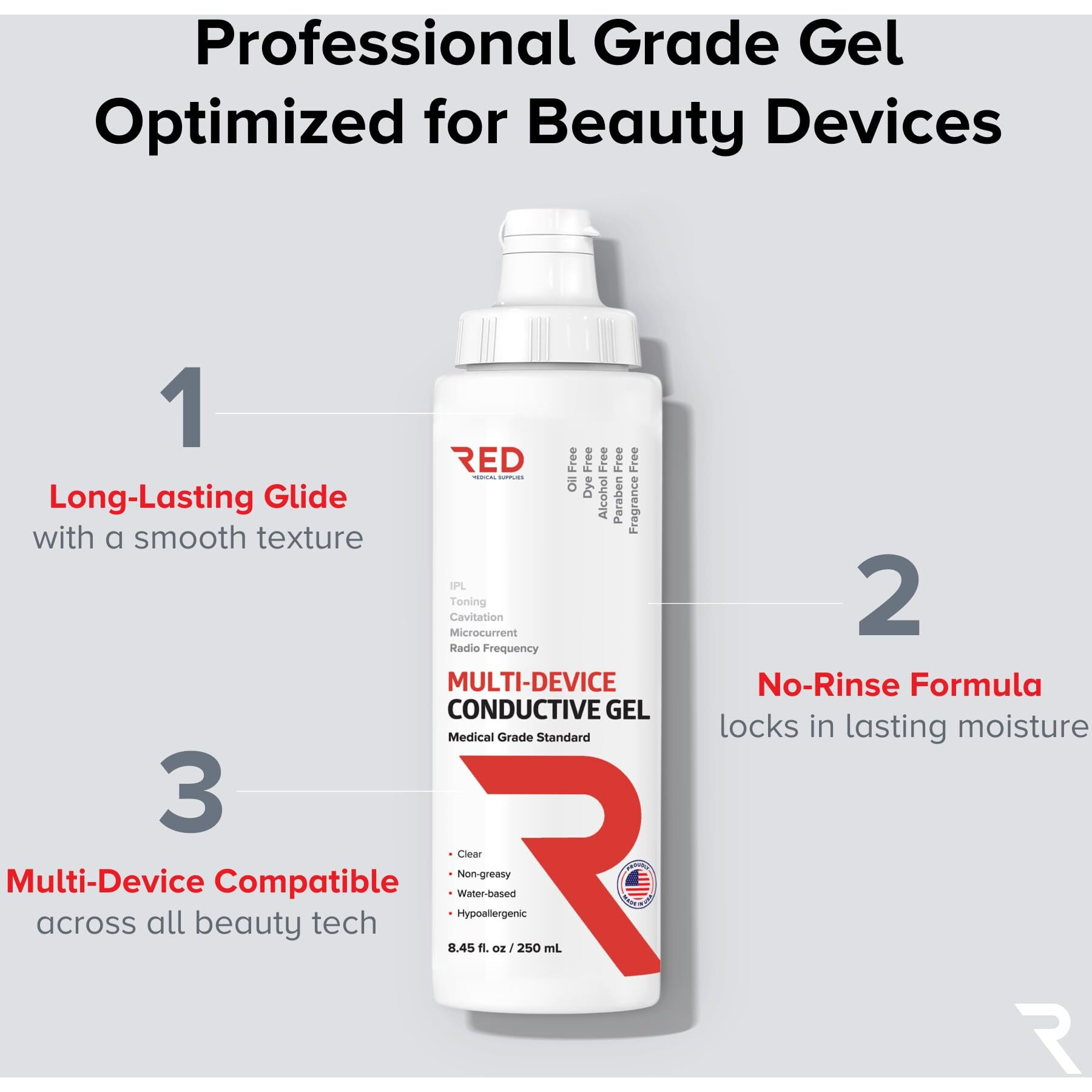 Conductive Gel For Facial, Rf & Cavitation Devices - Ultra-Hydrating, Long-Lasting, 96% Organic, Hypoallergenic Leave-On Formula - Pro-Grade Performance - Made In Usa - 8.45 Fl Oz (Pack Of 2)