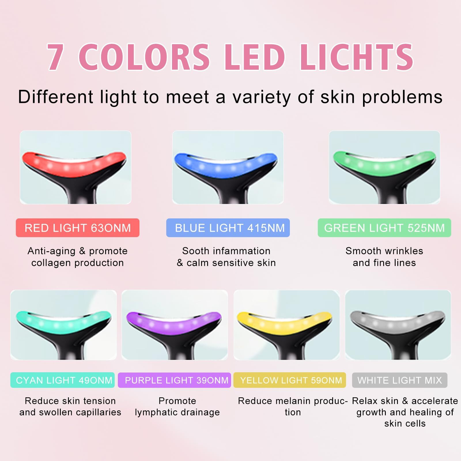 7-In-1 Colors Facial And Neck Massager,Lymphatic Contour Face Massager For Womens Skin Care- Rejuvenation- Lifting- Toning- Glow Boost-Tightening And Smooth