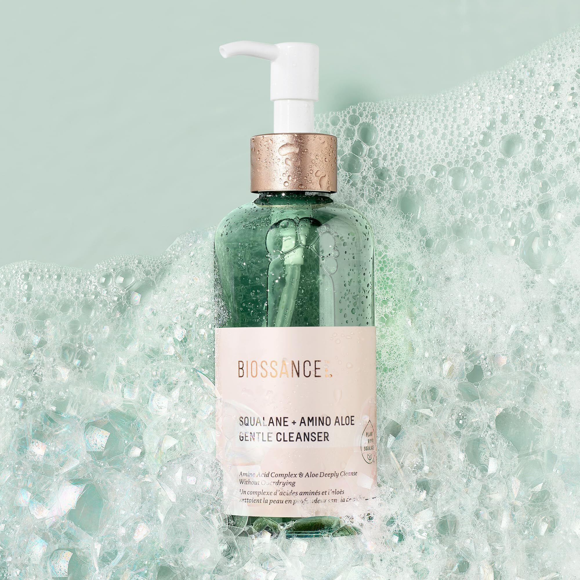 Biossance Squalane + Amino Aloe Gentle Face Wash - Foaming Facial Cleanser Gel - Hydrating For All Skin Types - Removes Makeup & Deeply Cleans Pores With Moringa Extract - Soothes With Aloe Vera