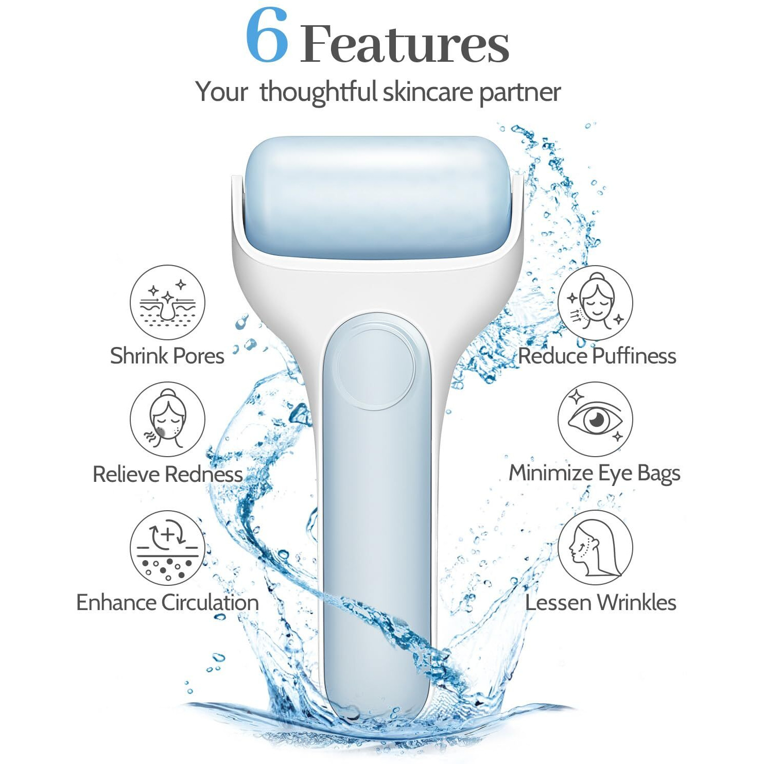 Morgles Ice Roller For Face, Premium Facial Roller For Puffiness, Dark Circles And Lymphatic Drainage, Cold Face Roller For Women Self Care With Carry Case