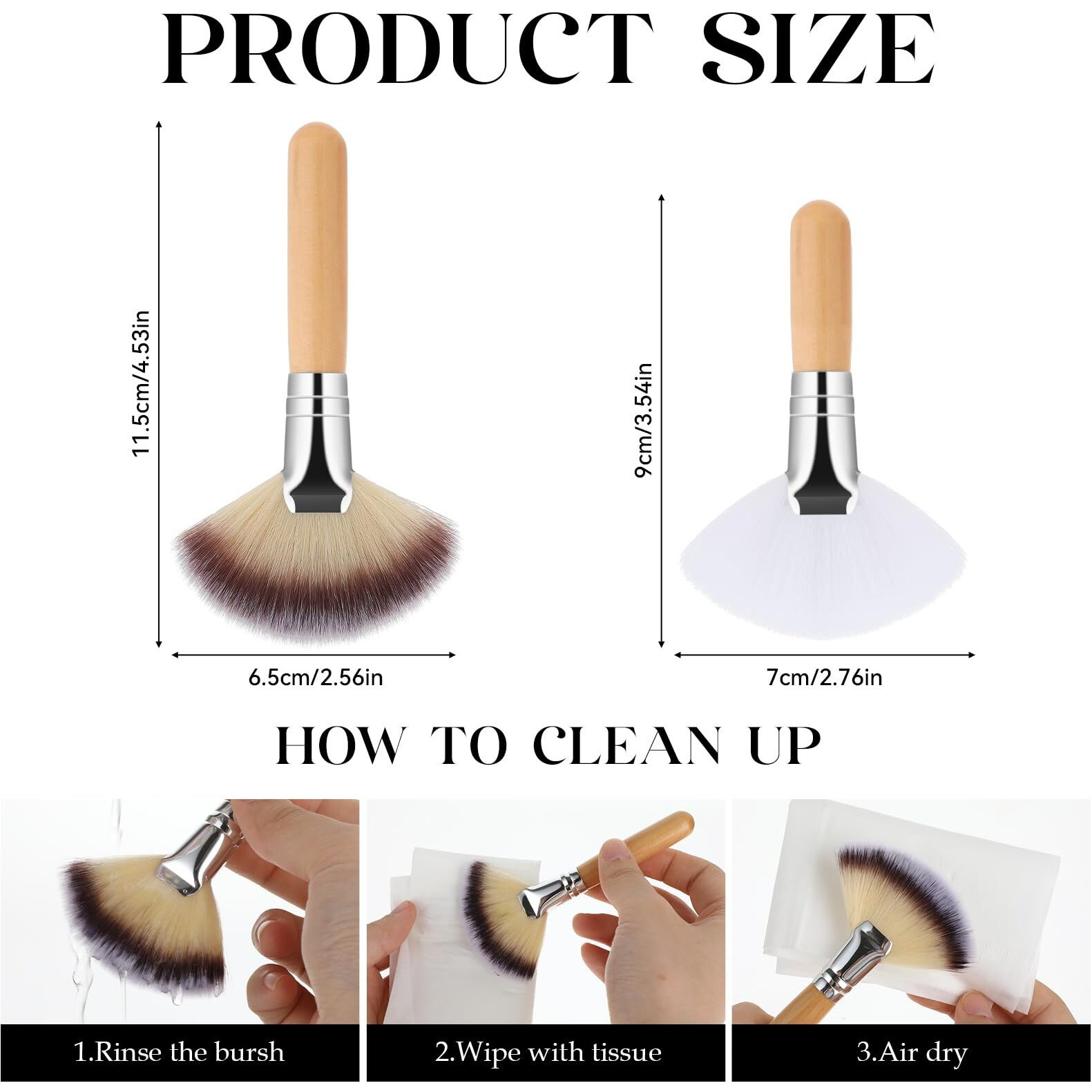 Thinp 4 Pcs Facial Fan Brush,Facial Brushes Esthetician Fan Brushes Esthetician Fluffy Fan Brushes Face Soft Bristle Highlighting Blush With Long And Short Handle For Women Girls Loose Powder Blush