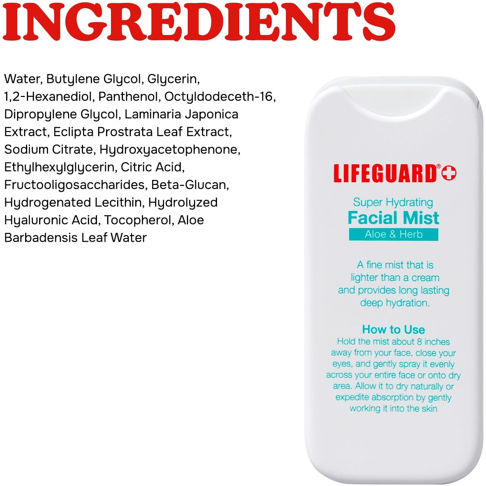 Lifeguard Super Hydrating Facial Mist - Aloe & Herb, Face Mist Hydrating Spray For All Skin Types, Lightweight Face Moisturizer - 1.25 Fl. Oz.