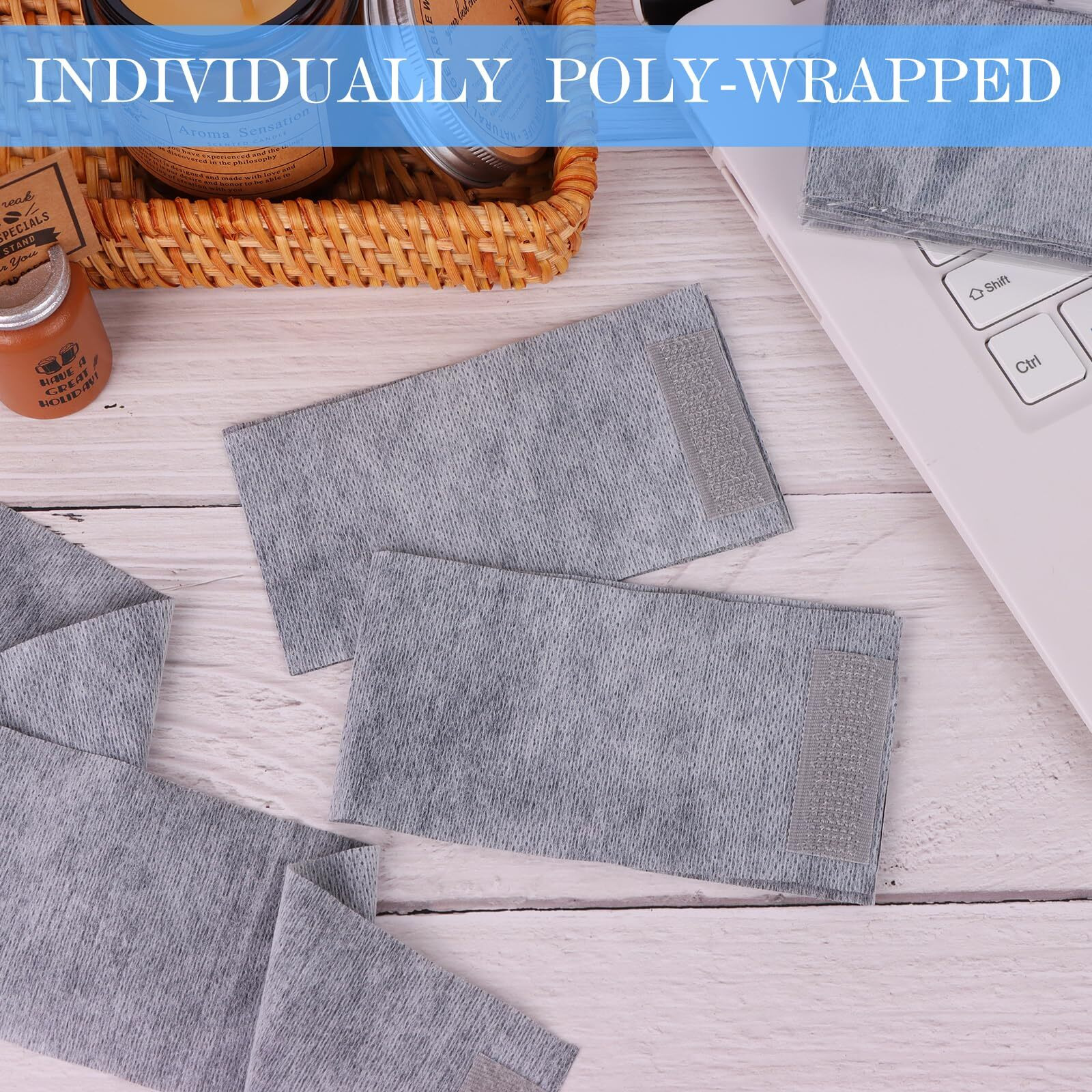 Pinkxhy 128 Pieces Disposable Spa Facial Headbands Stretch Non-Woven Facial Headband Soft Skin Care Hair Band With Convenient Closure For Women Girls Salons Esthetician Supplies (Grey)