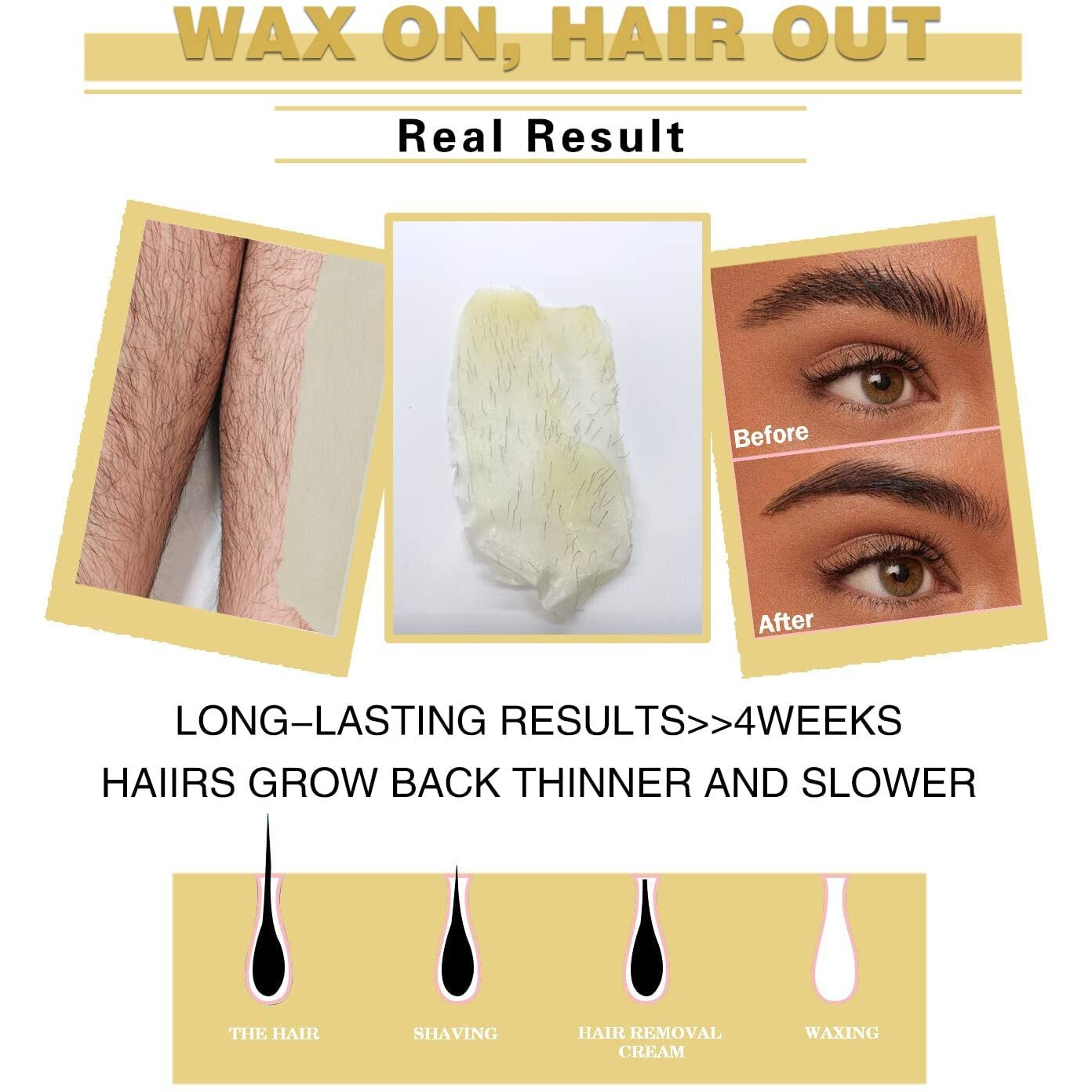 Wax Beads For Hair Removal, Wax Beads For Sensitive Skin, 1.1Lb Painless Waxing Beans For Bikini, Eyebrow Facial For At Home Pearl Waxing Beads With 20 Spatulas For Women Men (Honey)