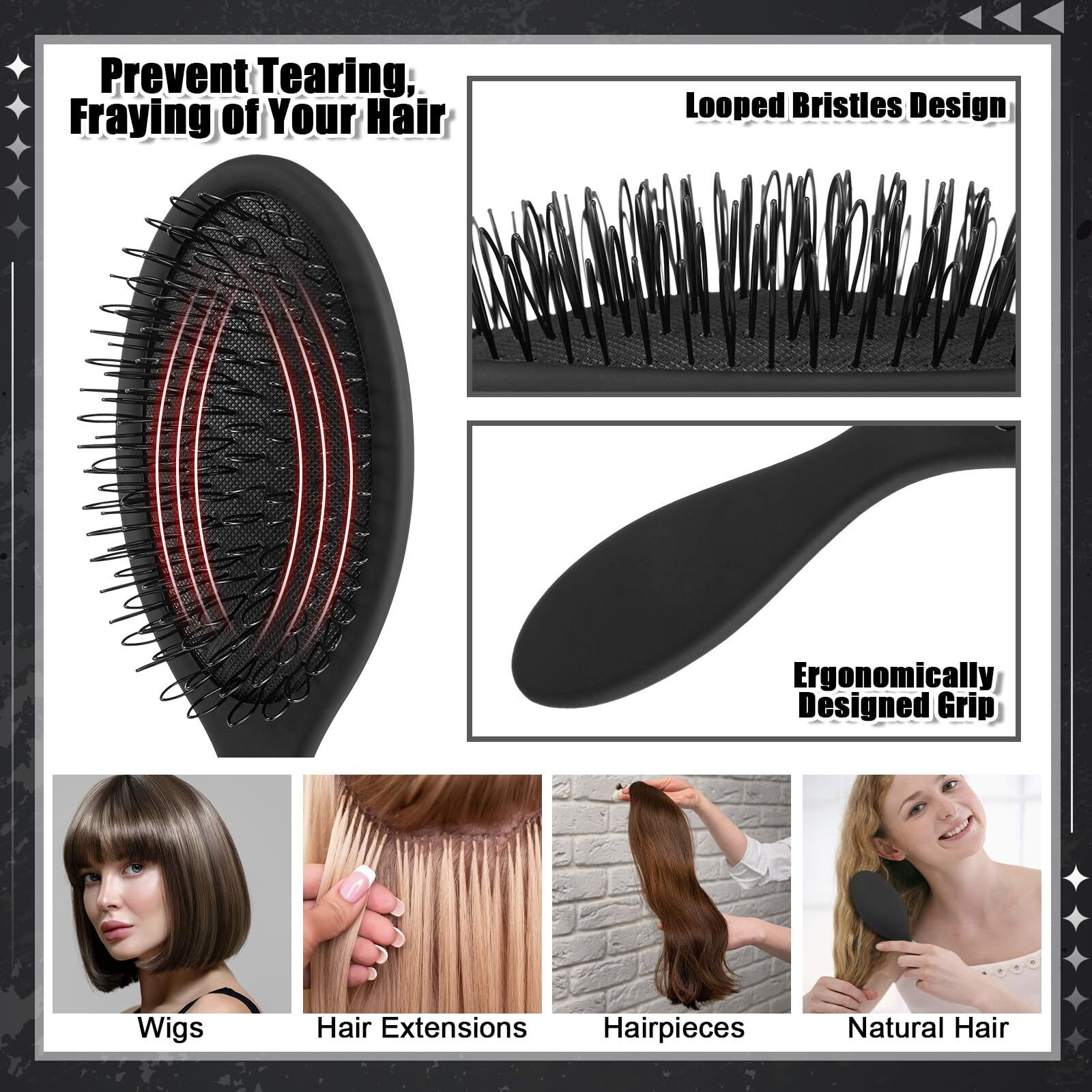 3Pcs Wig Brushes For Synthetic Hair With 4Pcs Wig Cap And Wide Tooth Hair Comb No More Hair Pulling