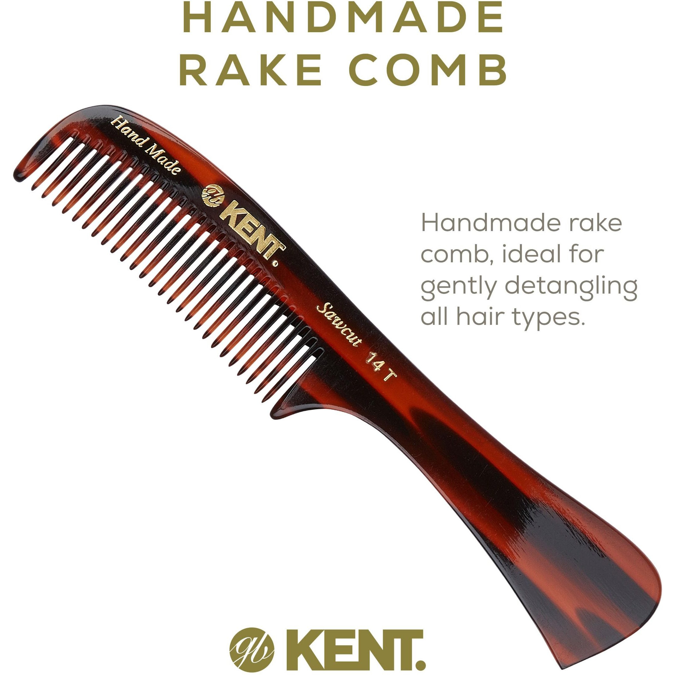 Kent 14T Hair Detangling Comb, Wide Tooth Comb For Long Hair, Wet And Dry Handmade Detangler For Women, Saw-Cut And Hand Polished Made In England
