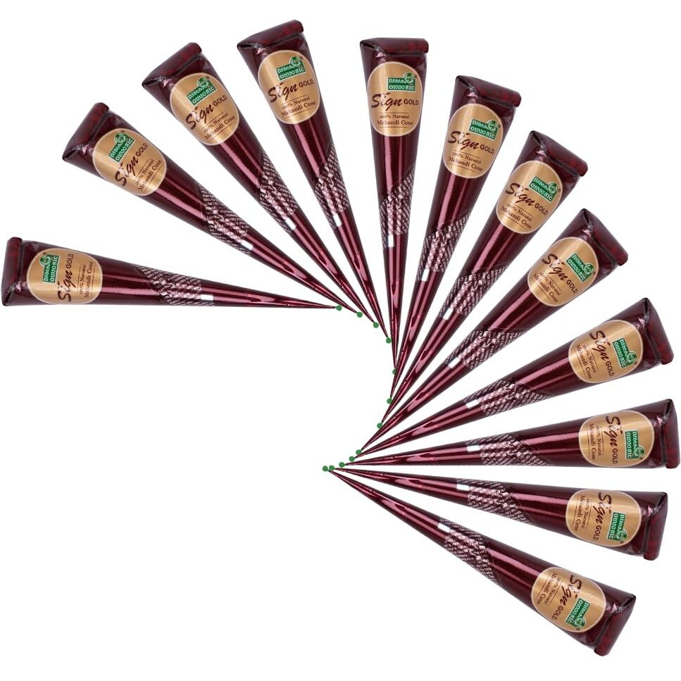 100% Natural Ready To Use Henna Paste Hair Color Hair Dye Cones (Dark Brown, Pack Of 12)