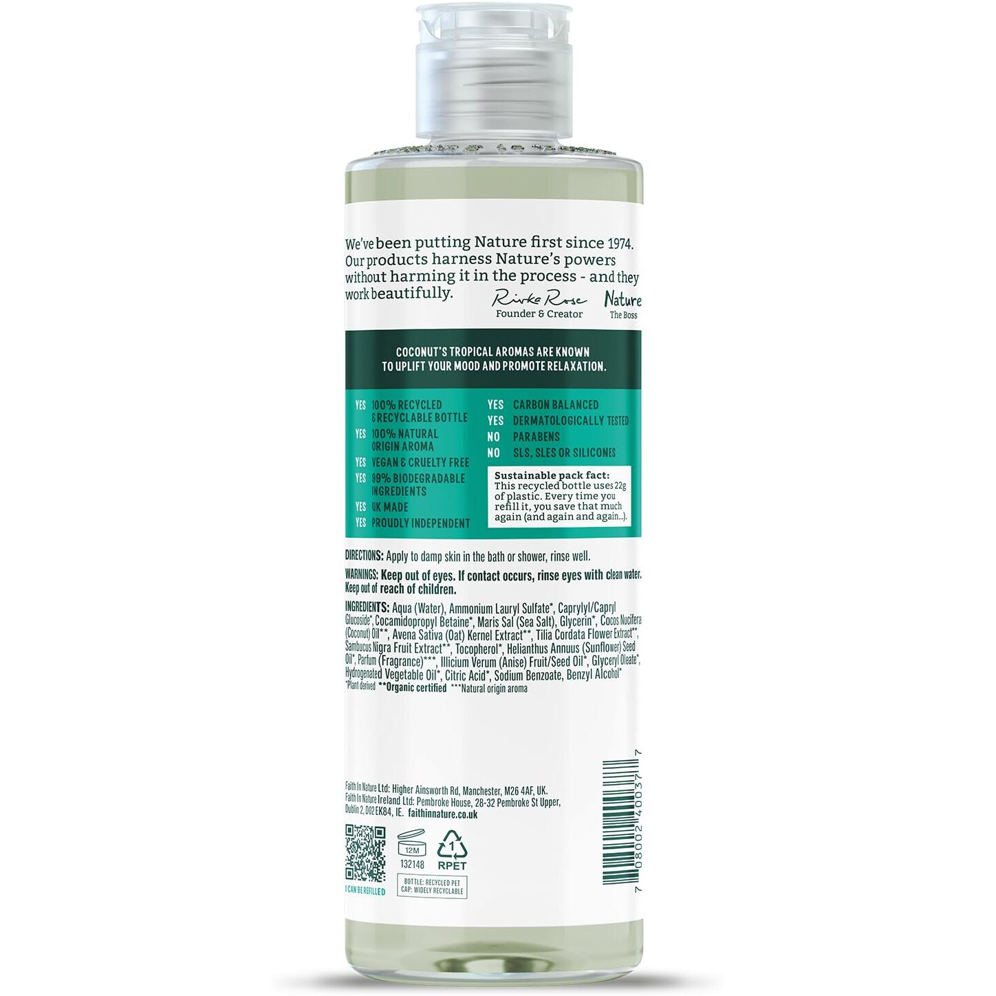 Faith In Nature Shower Gel Foam Bath Coconut 13 5 Fl Oz 400 Ml