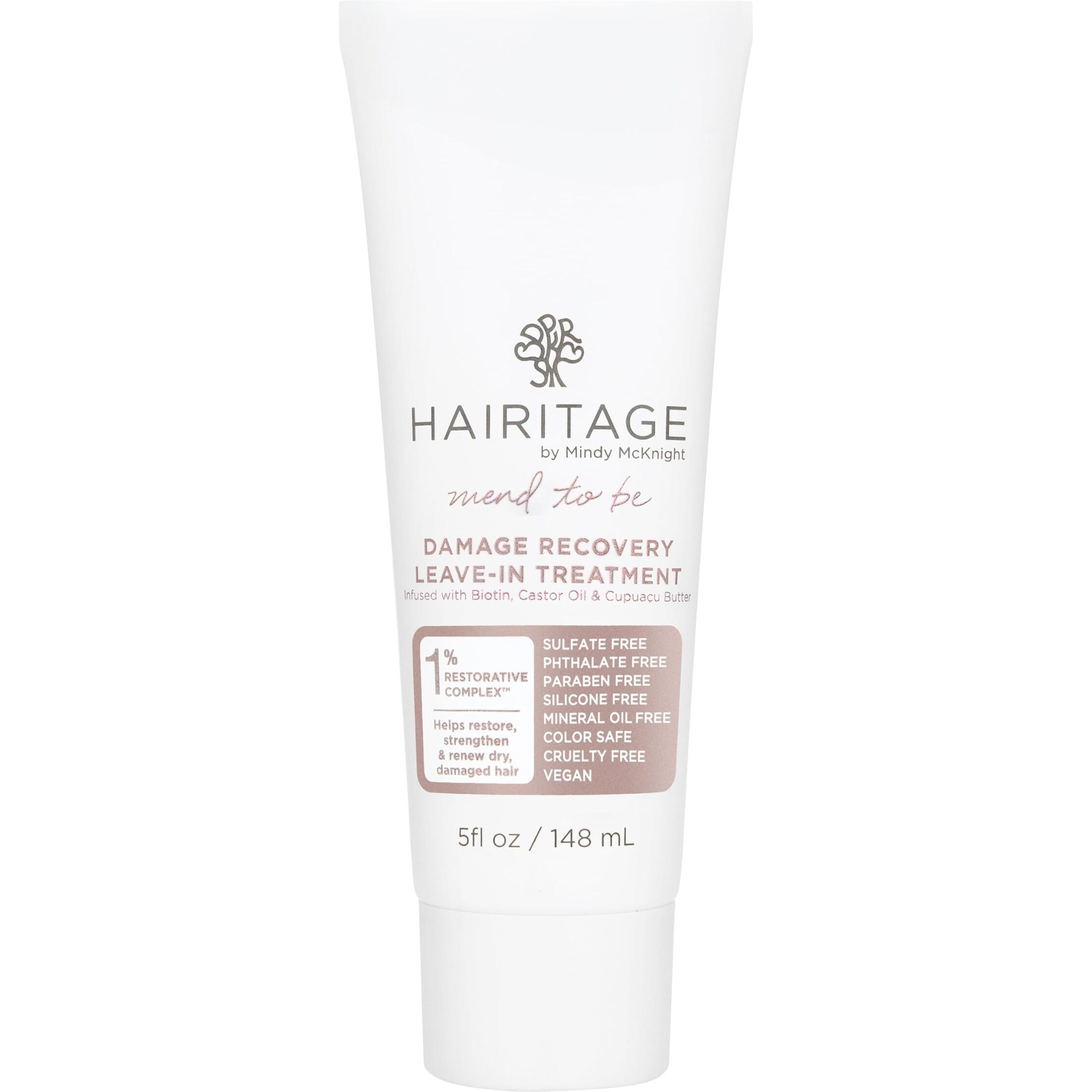 Hairitage Mend To Be Damage Repair Leave In Treatment With Biotin, Castor Oil, + Shea Butter - Refresh Dry Damaged Hair - Smooth Split Ends