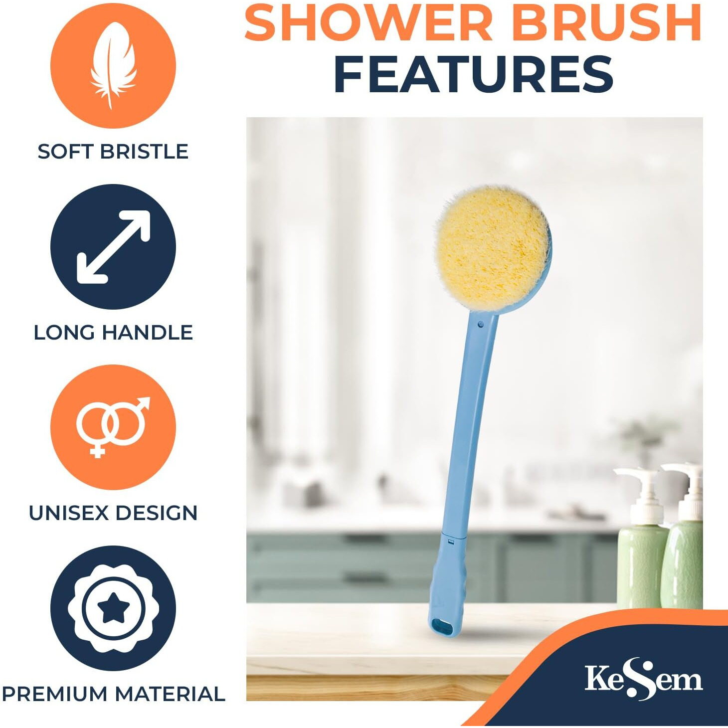 2 Pack Back Scrubber Shower Brush With 15 Inch Long Handle, Soft Bristles Full Body Skin Exfoliator For Bath Wet Or Dry Brush For Men & Women