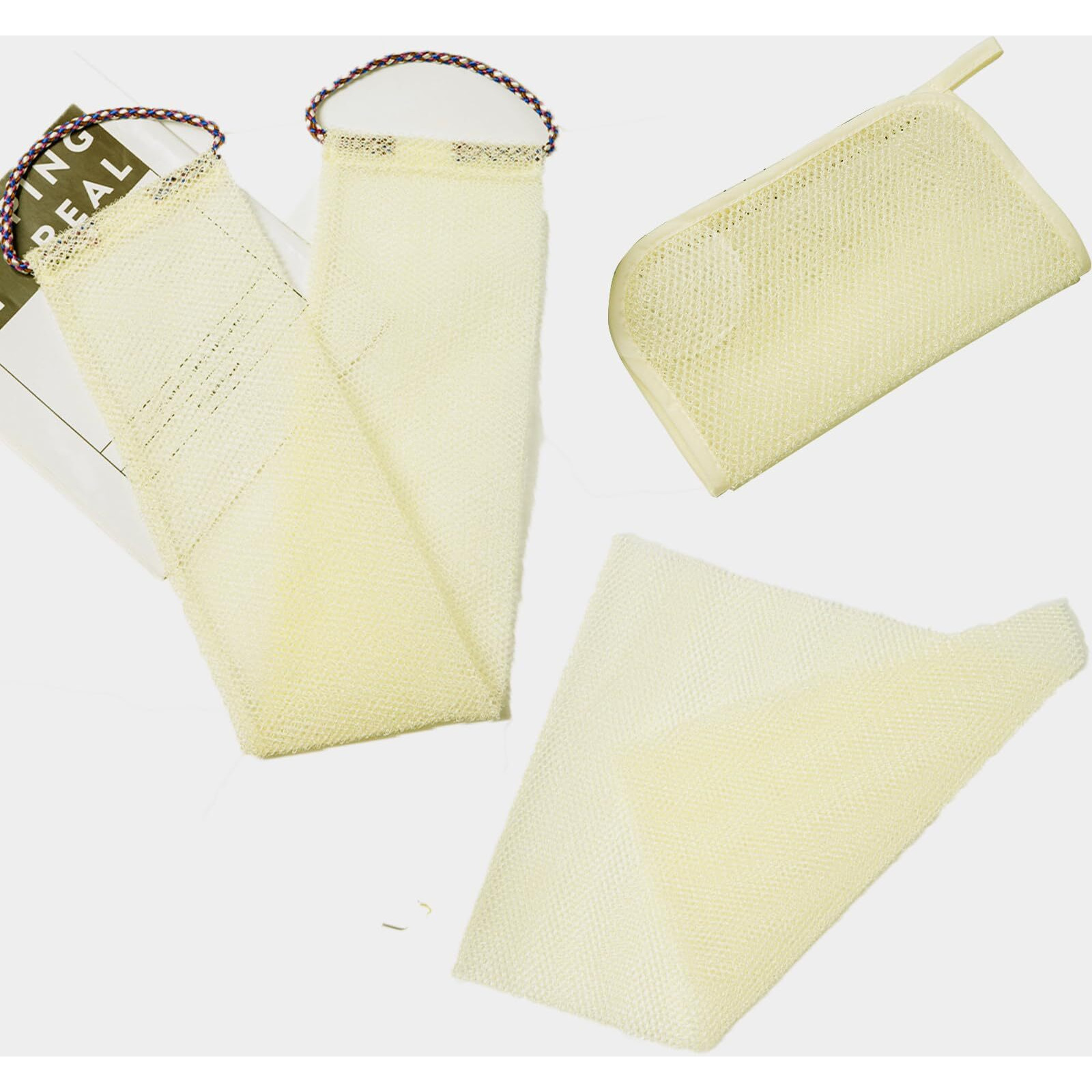 3 Pcs African Net Sponge Body Exfoliator Washcloth For Exfoliating Body Scrubber Shower Essentials African Net Bath Sponges Bathing Shower Cloth Kit For Face, Back