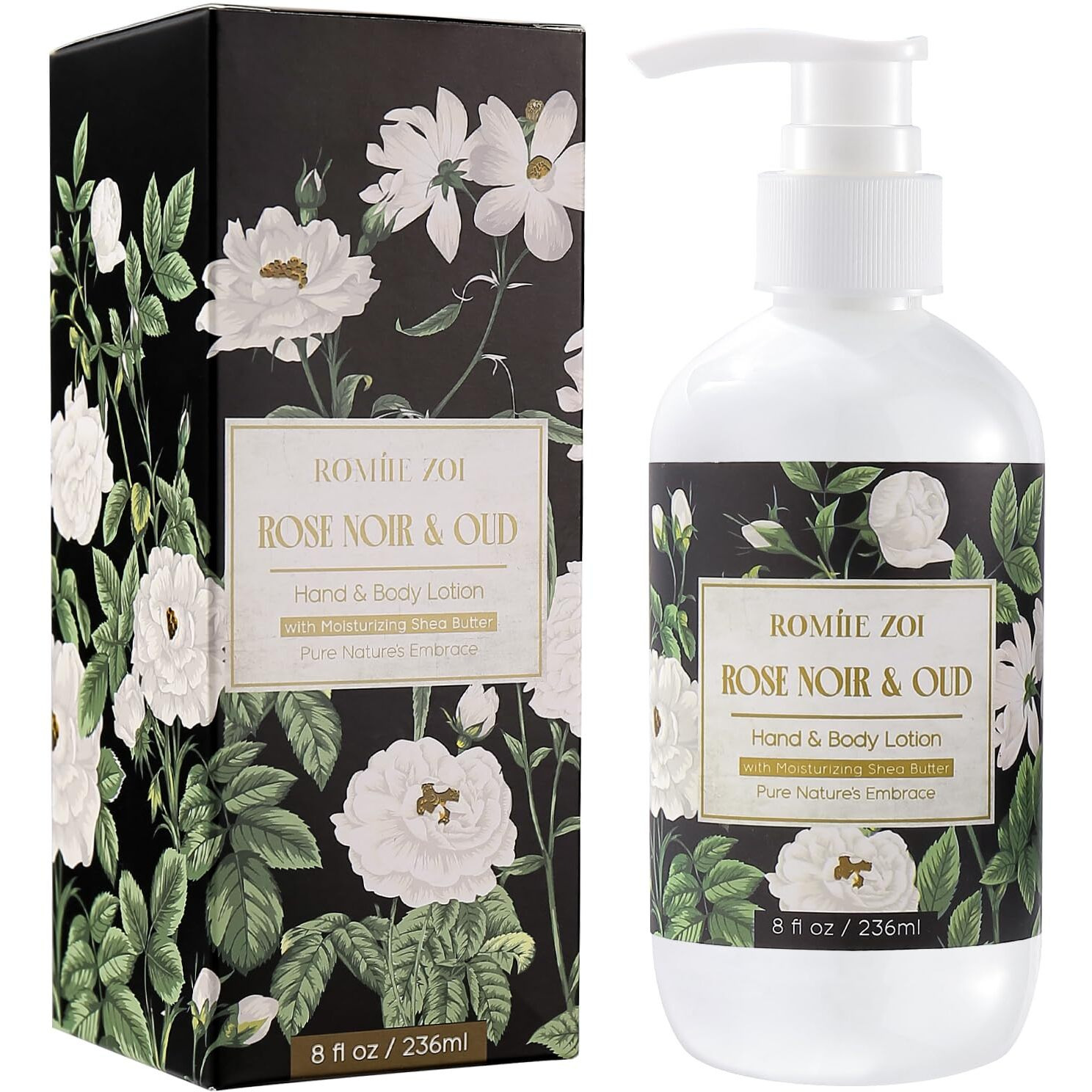 Romiie Zoi Daily Hand & Body Lotion With Moisturizing Shea Butter - Rose Noir & Oud - 236 Ml / 8 Fl Oz