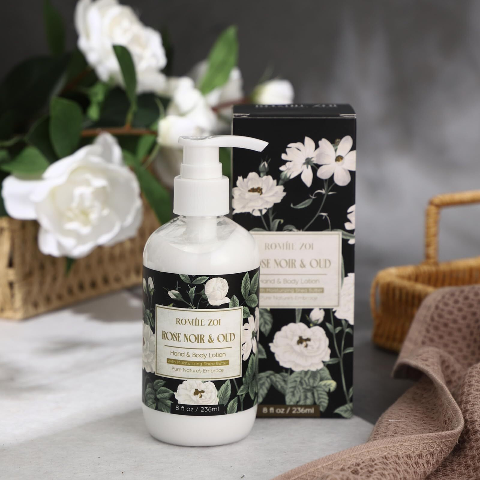 Romiie Zoi Daily Hand & Body Lotion With Moisturizing Shea Butter - Rose Noir & Oud - 236 Ml / 8 Fl Oz
