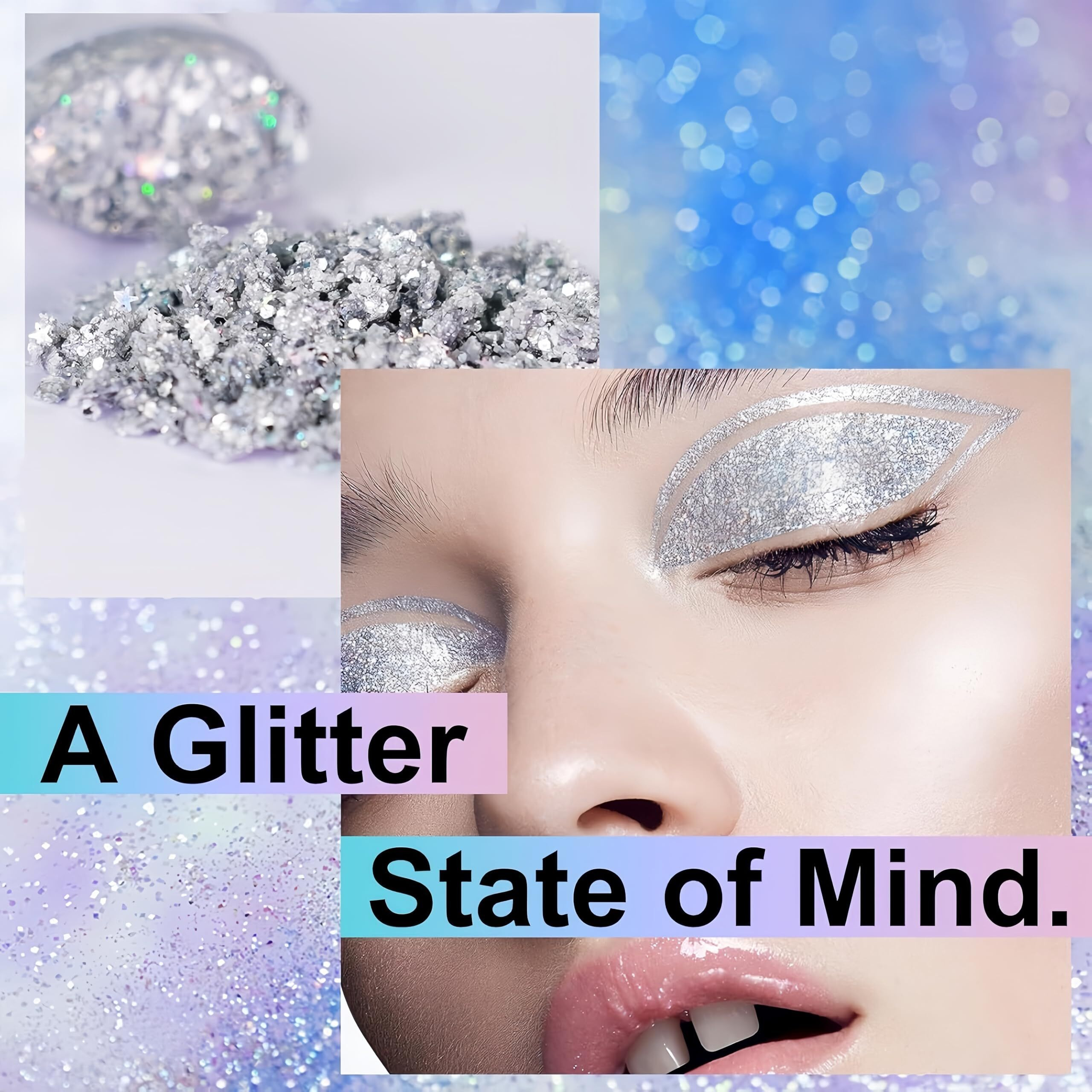 Melemando Body Glitter Stick 7 Colors Holographic Mermaid Sequins Chunky Face Glitter Stick Singer Concerts Or Music Festival Rave Glitter Makeup For Face/Body/Hair/Eyes/Lip (05 Sliver)