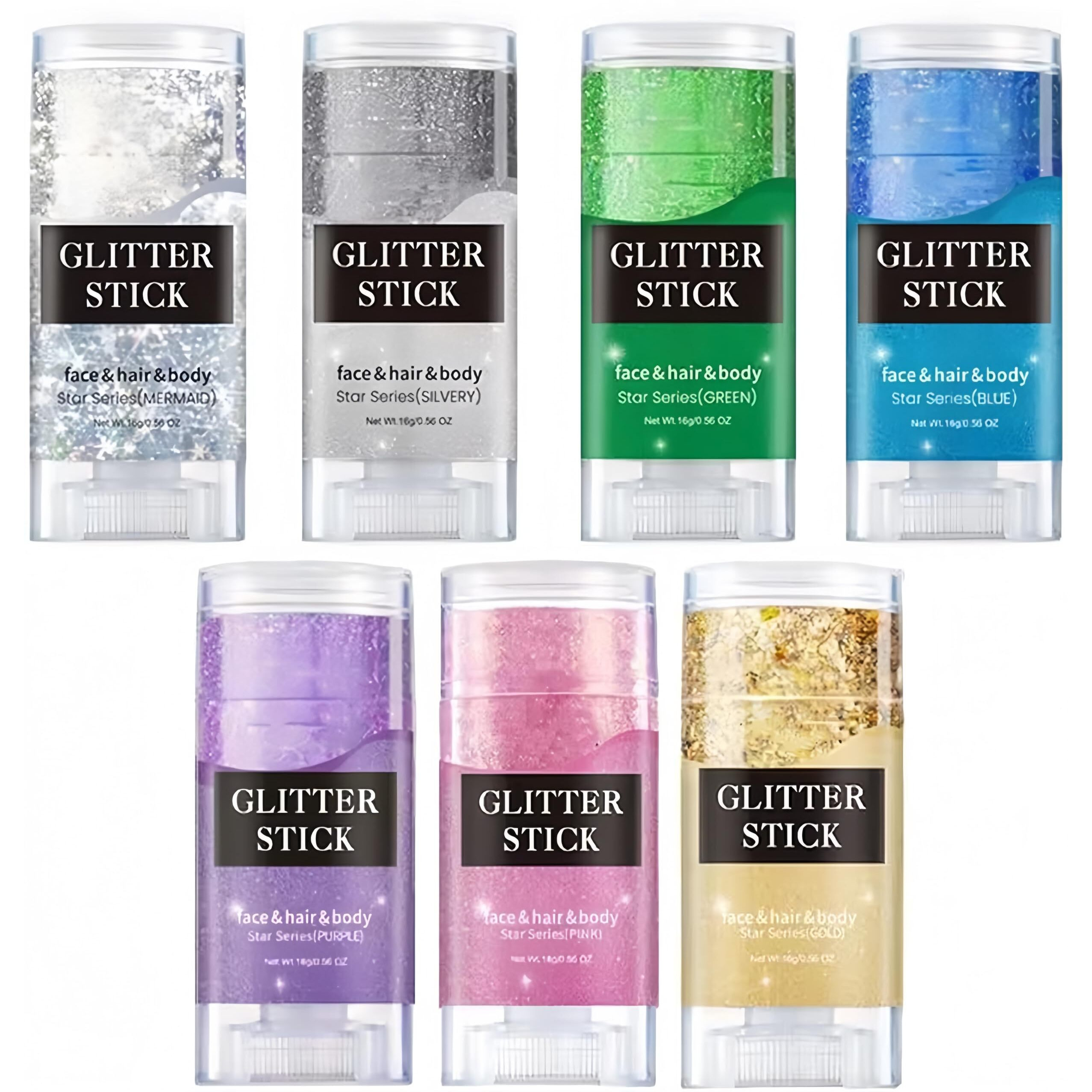 Melemando Body Glitter Stick 7 Colors Holographic Mermaid Sequins Chunky Face Glitter Stick Singer Concerts Or Music Festival Rave Glitter Makeup For Face/Body/Hair/Eyes/Lip (05 Sliver)
