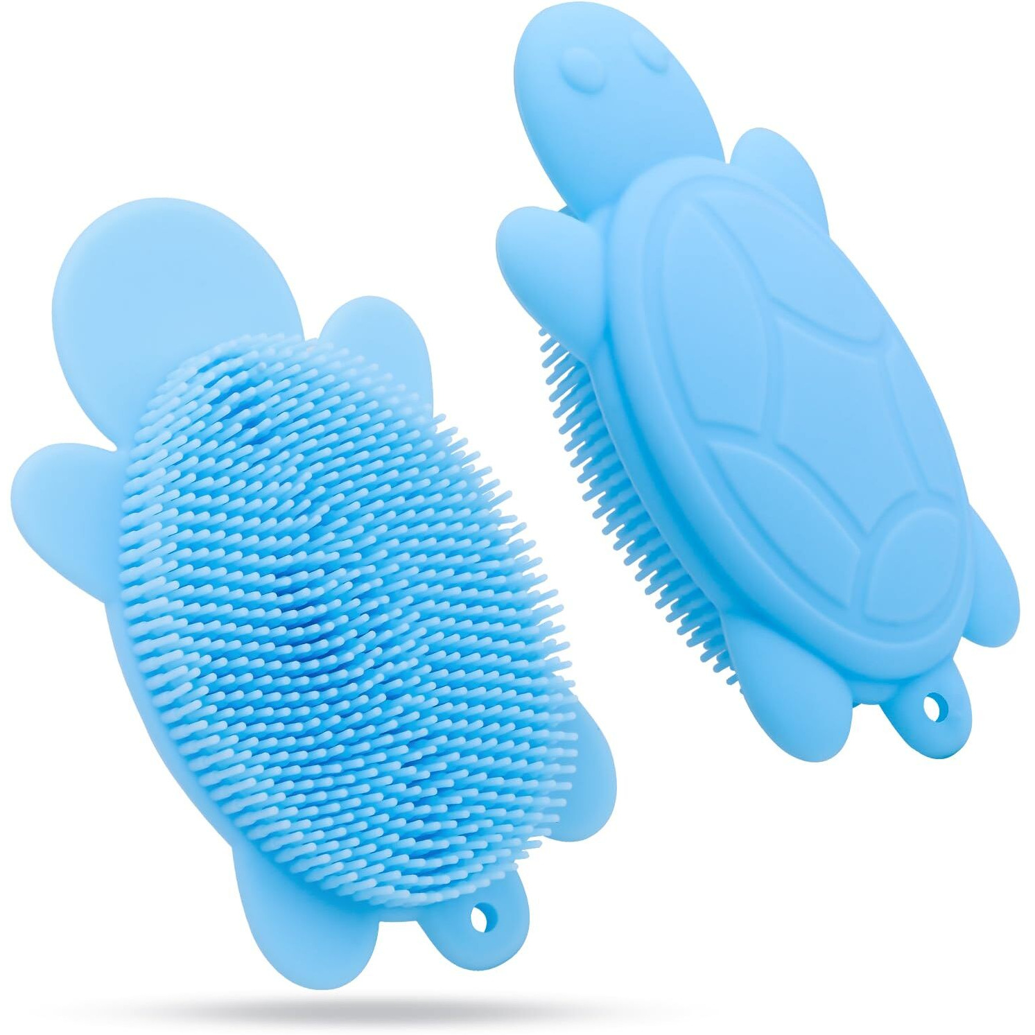 Jsyutyuz Soft And Gentle Silicone Body Scrubber, Pure Silicone Turtle Shaped Shower Brush Easy To Clean Exfoliating Bath Brush Suitable For Boys And Girls(Wathet)