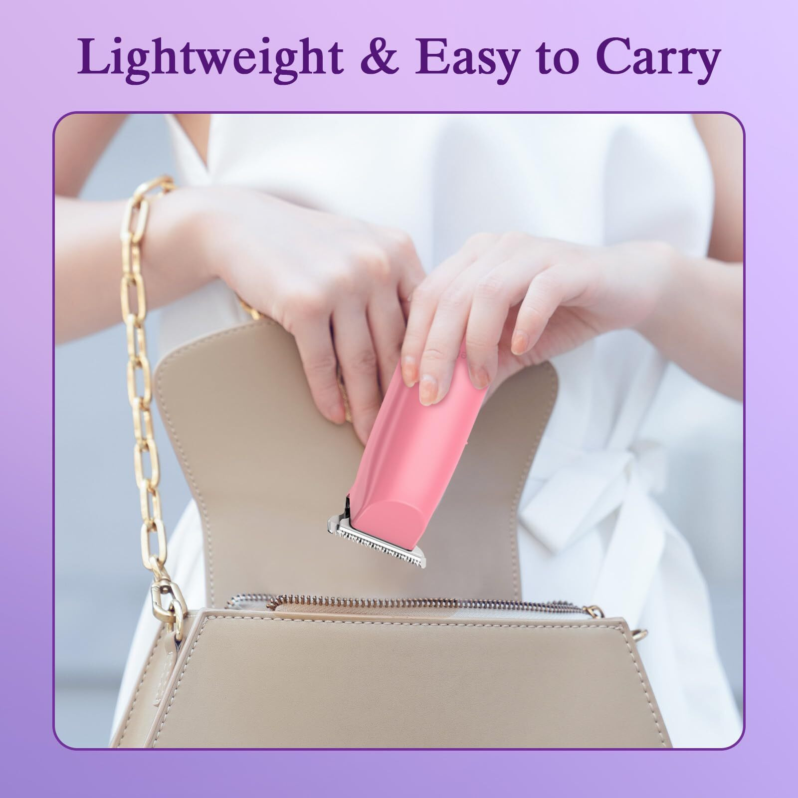 Sweetlf Bikini Trimmer For Women-Pubic Hair Trimmer For Women's Legs, Arms & Bikini Line, Body Hair Trimmer With 3 Guards, Type-C Charging, Portable, Pink