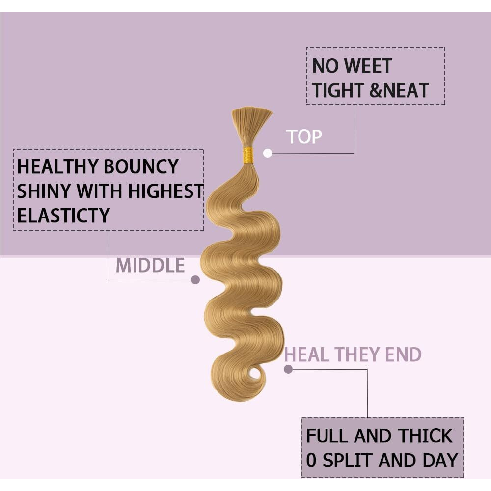 Body Wave Braiding Hair For Boho Braids Bohemian 20 Inch Body Wave Curly Bulk For Braiding No Weft 2 Bundles 150G 27