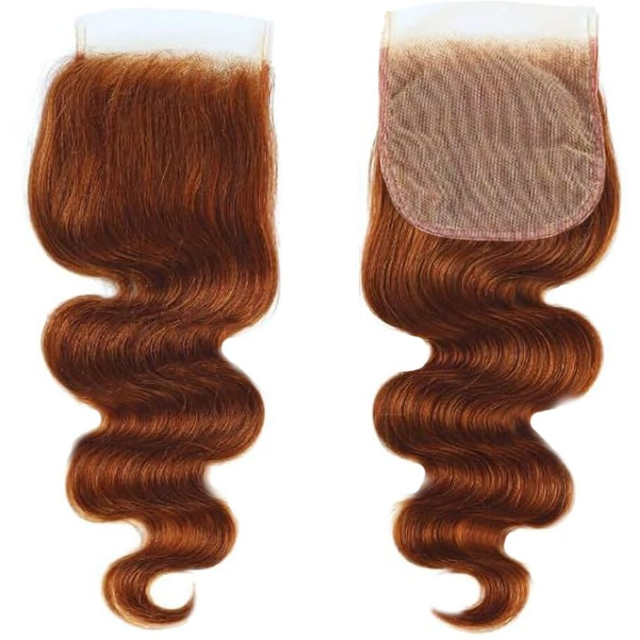 5X5 Closure Reddish Brown 33B Color Body Wave Closure Invisible Hd Lace Closure Brazilian Human Hair Extensions Preplucked Bleached Knots Wet And Wavy For Women 20 Inch