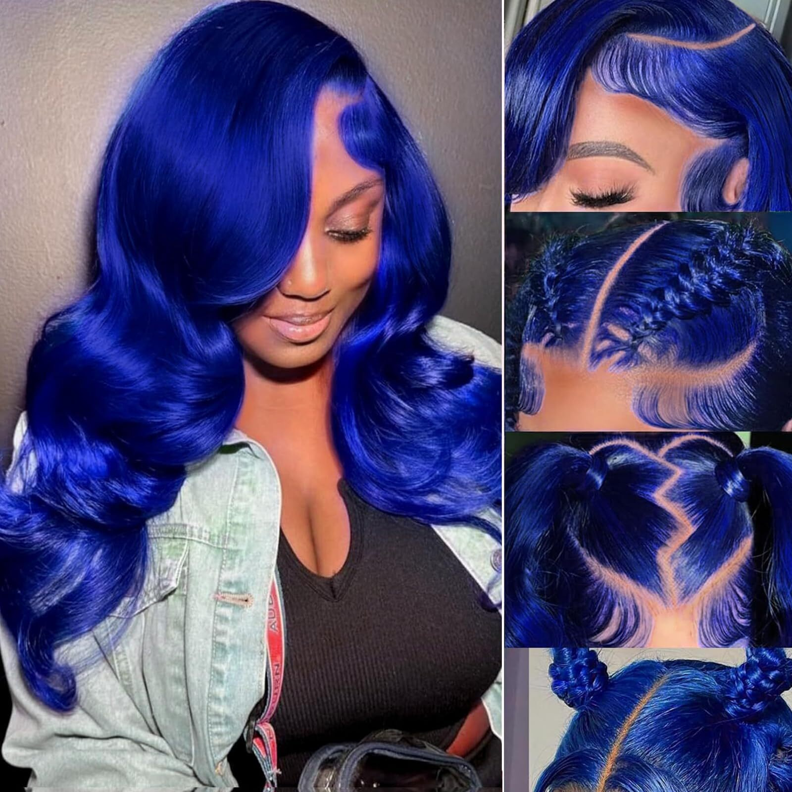 Guiguzin Blue Lace Front Wigs Human Hair Pre Cut 9X6 Hd Lace Closure Dark Blue Wigs Human Hair 180% Density Wear And Go Glueless Wig Human Hair Pre Plucked Body Wave Colored Wigs For Women 20 Inch