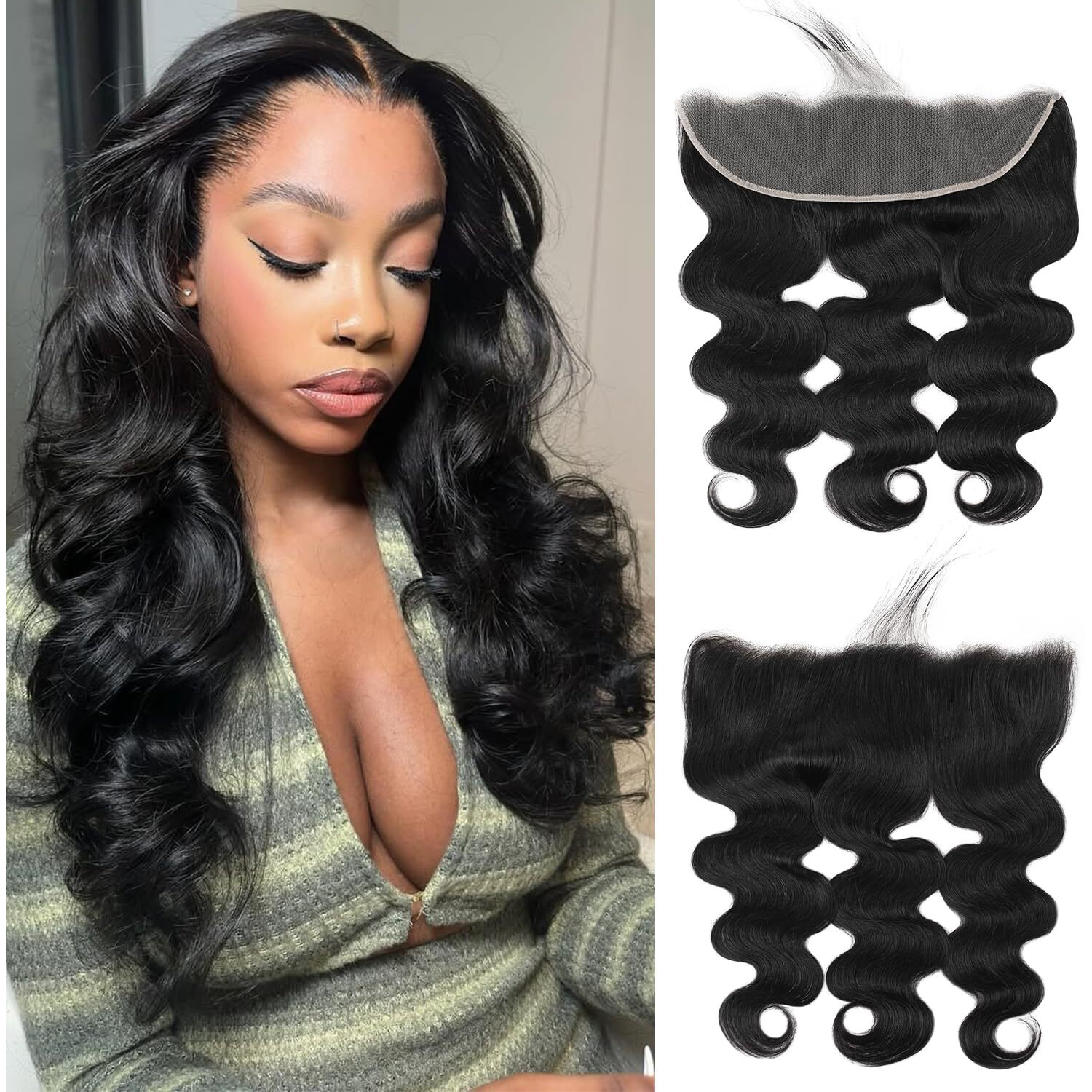 13X4 Lace Frontal Closure Body Wave Ear To Ear Transparent Hd Lace Frontal Brazilian Virgin Human Hair Frontal Pre Plucked With Baby Hair Natural Black 12 Inch