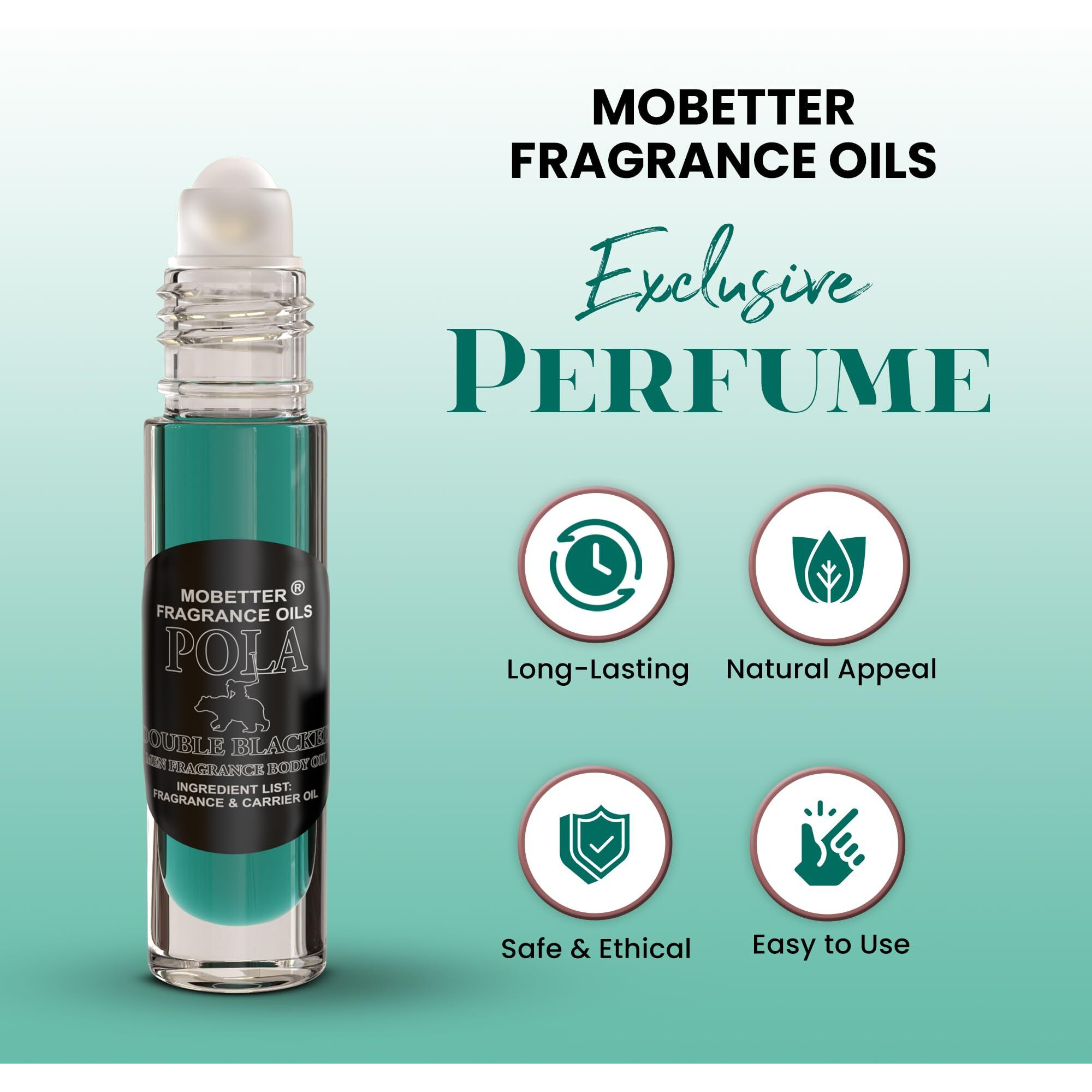 Mobetter Fragrance Oils Pola Double Blacked Cologne Body Oil For Men (10Ml Roll On)