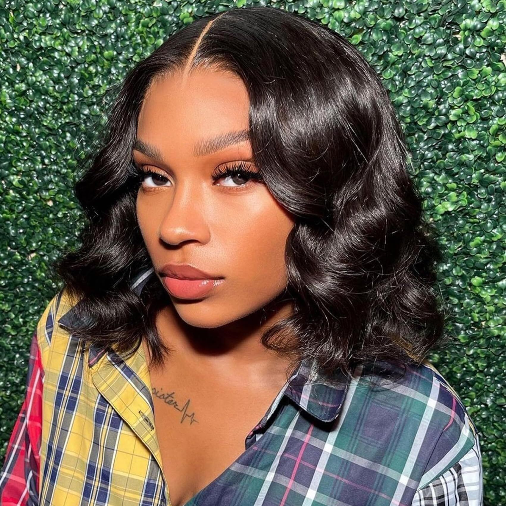 U Part Human Hair Wig Body Wave Brazilian Virgin Hair Glueless Wigs Human Hair 180% Density U Part Wig For Black Women Clip In U Part Wig Human Hair Upart Half Wig Natural Black Color 12 Inch