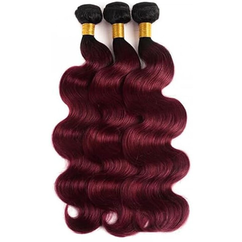 26 28 30 Inch Burgundy Bundles Human Hair 1B99J Body Wave Bundles Brazilian Virgin Remy Hair Extensions Two Tone Black And Wine Red Bundles